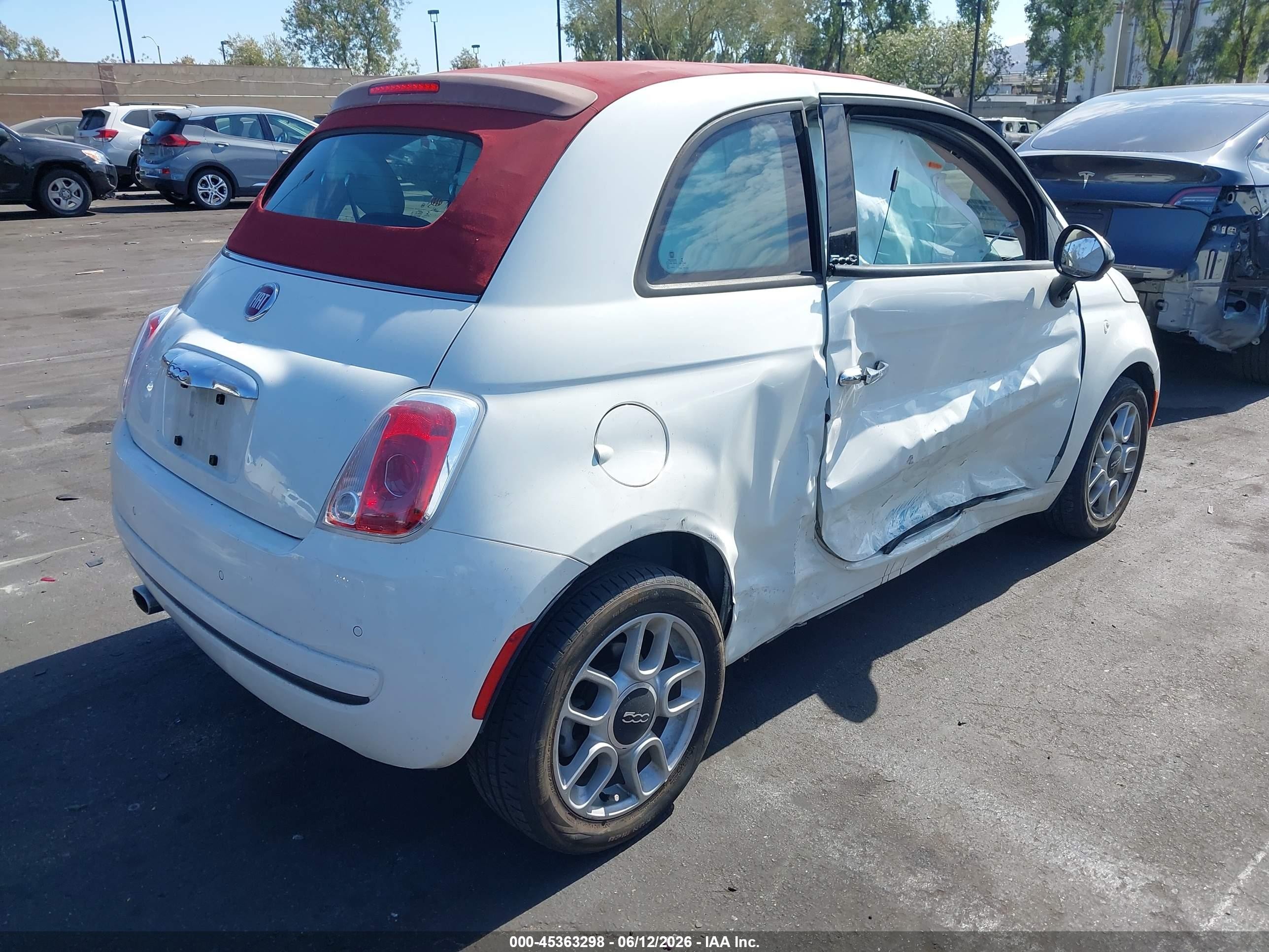 2013 Fiat 500c Pop White vin: 3C3CFFDR7DT698210