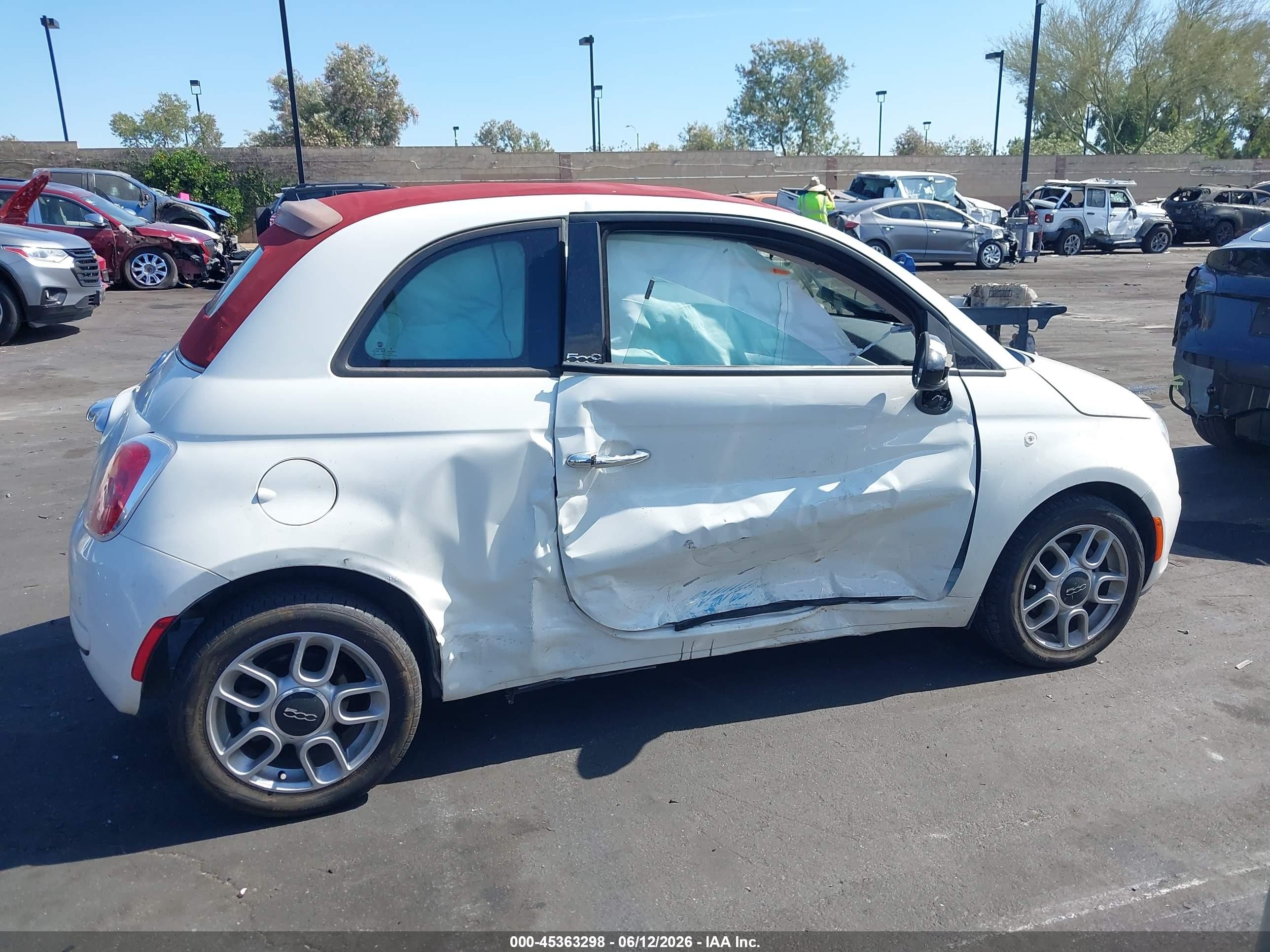 2013 Fiat 500c Pop White vin: 3C3CFFDR7DT698210