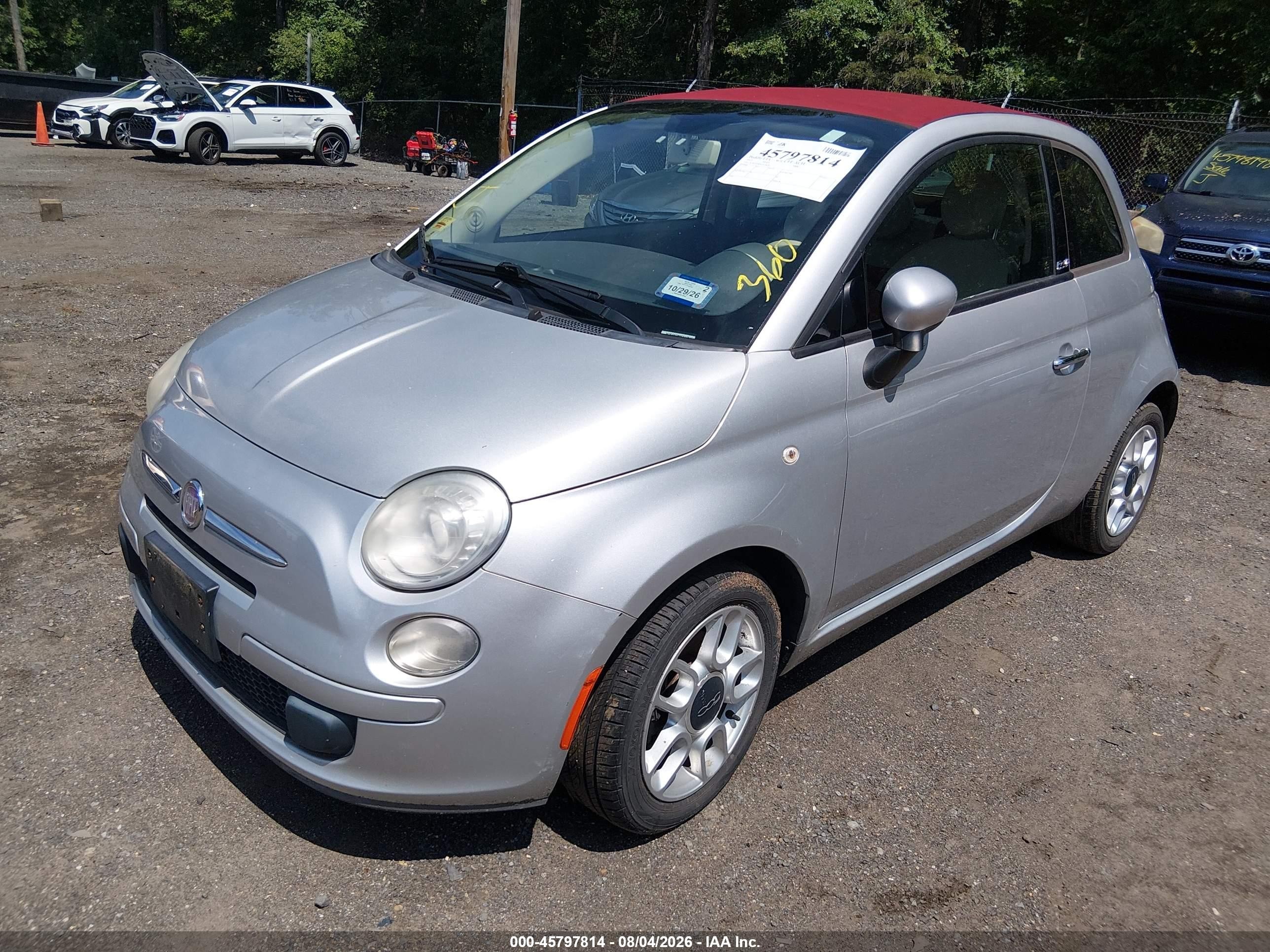 2012 Fiat 500c Pop Silver vin: 3C3CFFDR9CT128191