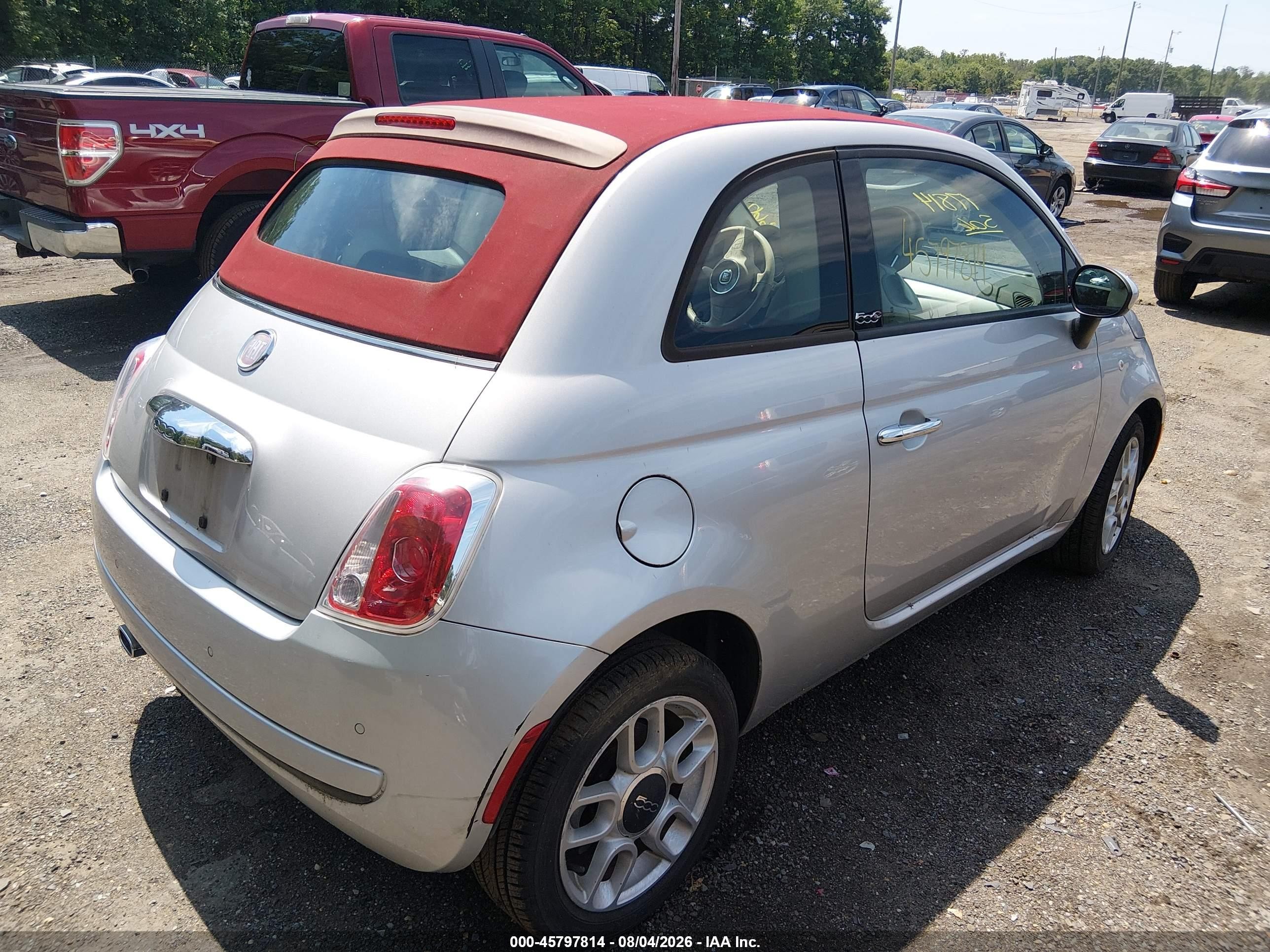 2012 Fiat 500c Pop Silver vin: 3C3CFFDR9CT128191