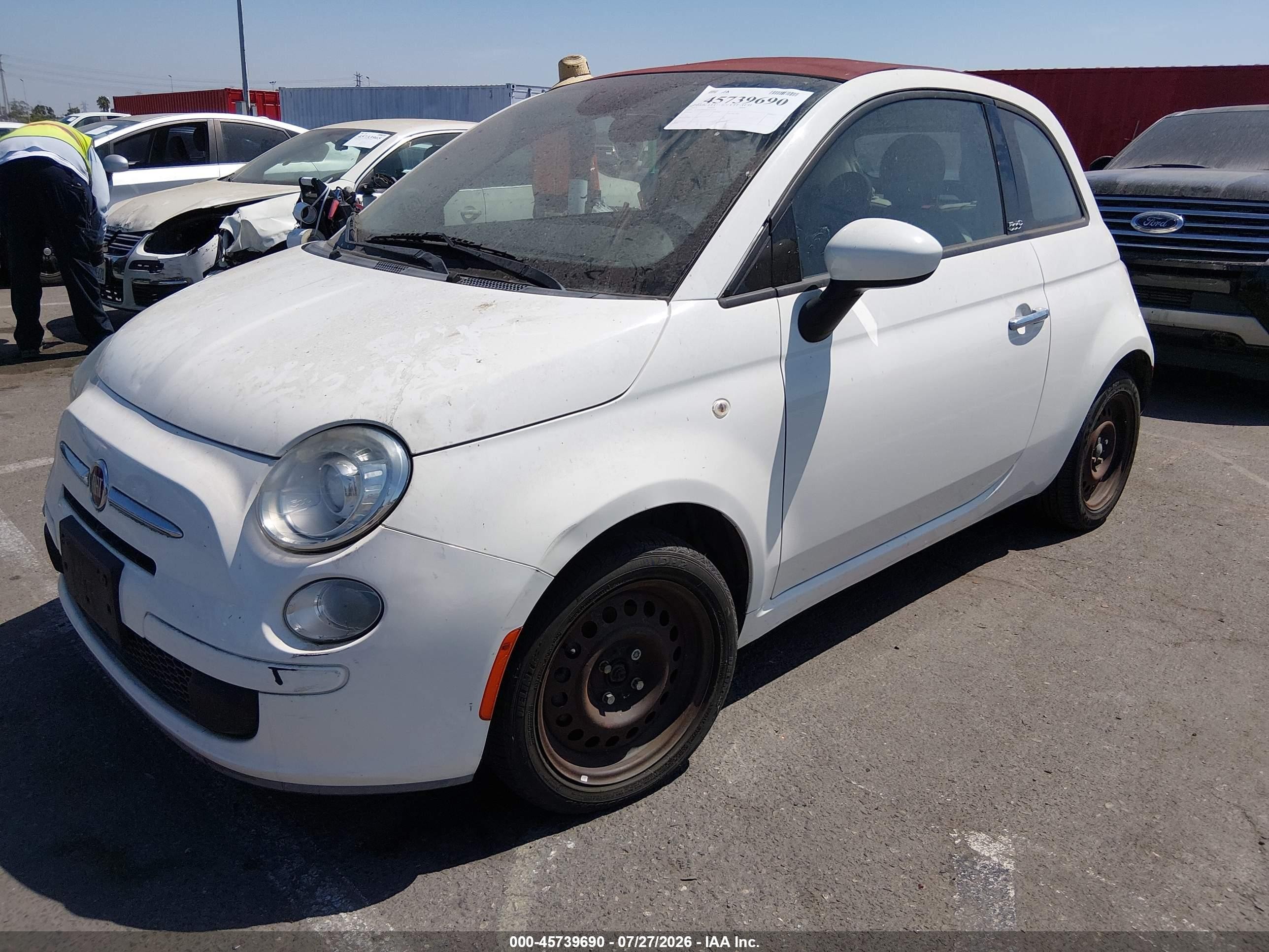 2013 Fiat 500c Pop White vin: 3C3CFFDR9DT674376