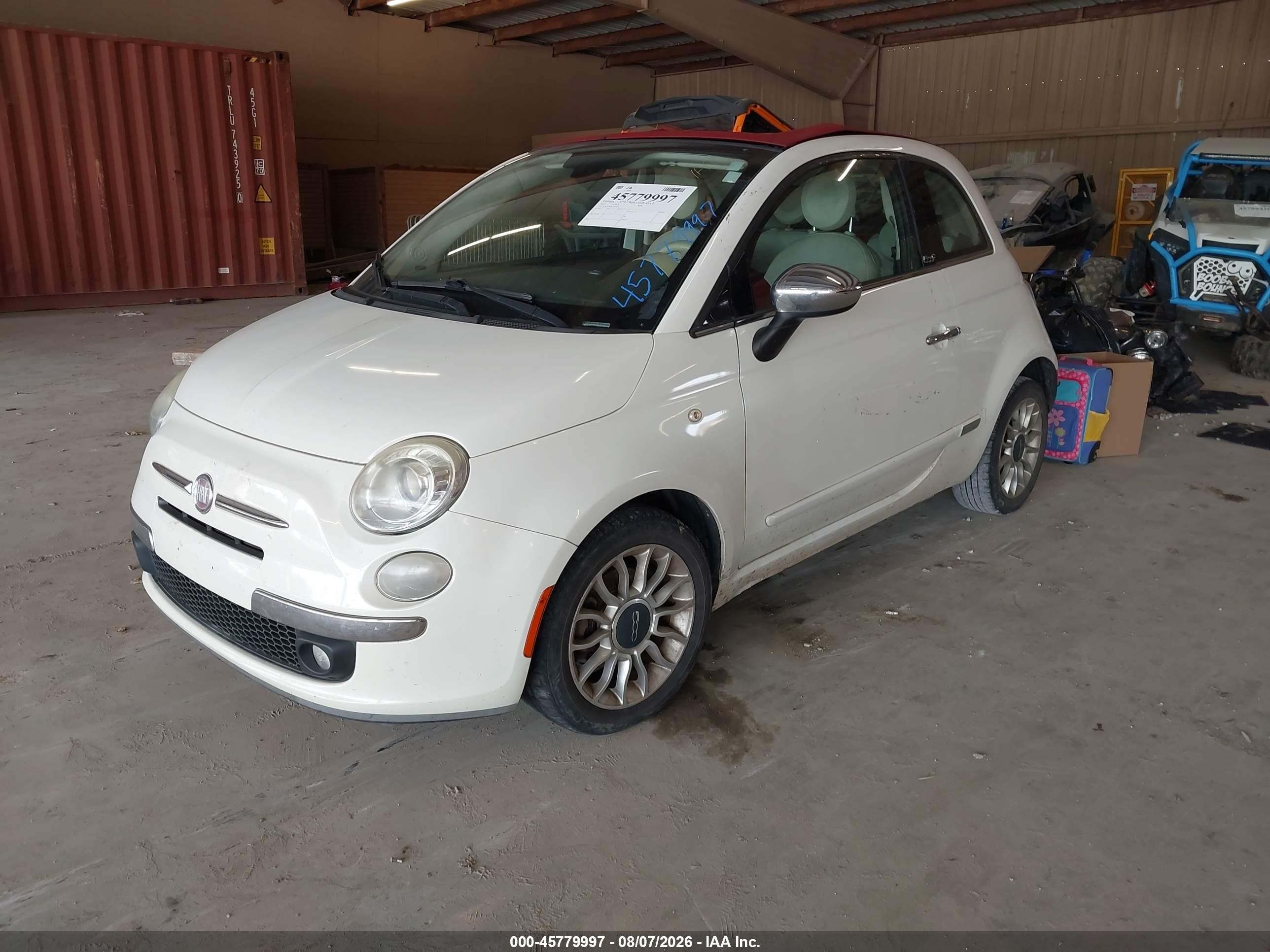 2012 Fiat 500c Lounge White vin: 3C3CFFER2CT330630