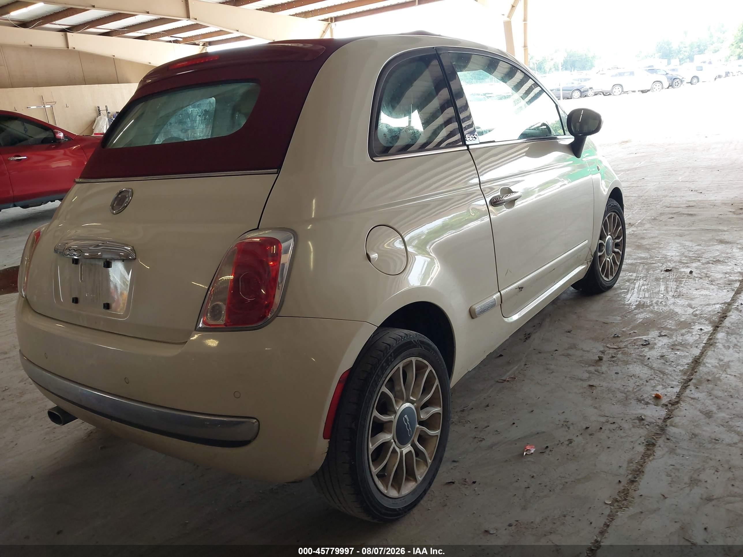 2012 Fiat 500c Lounge White vin: 3C3CFFER2CT330630