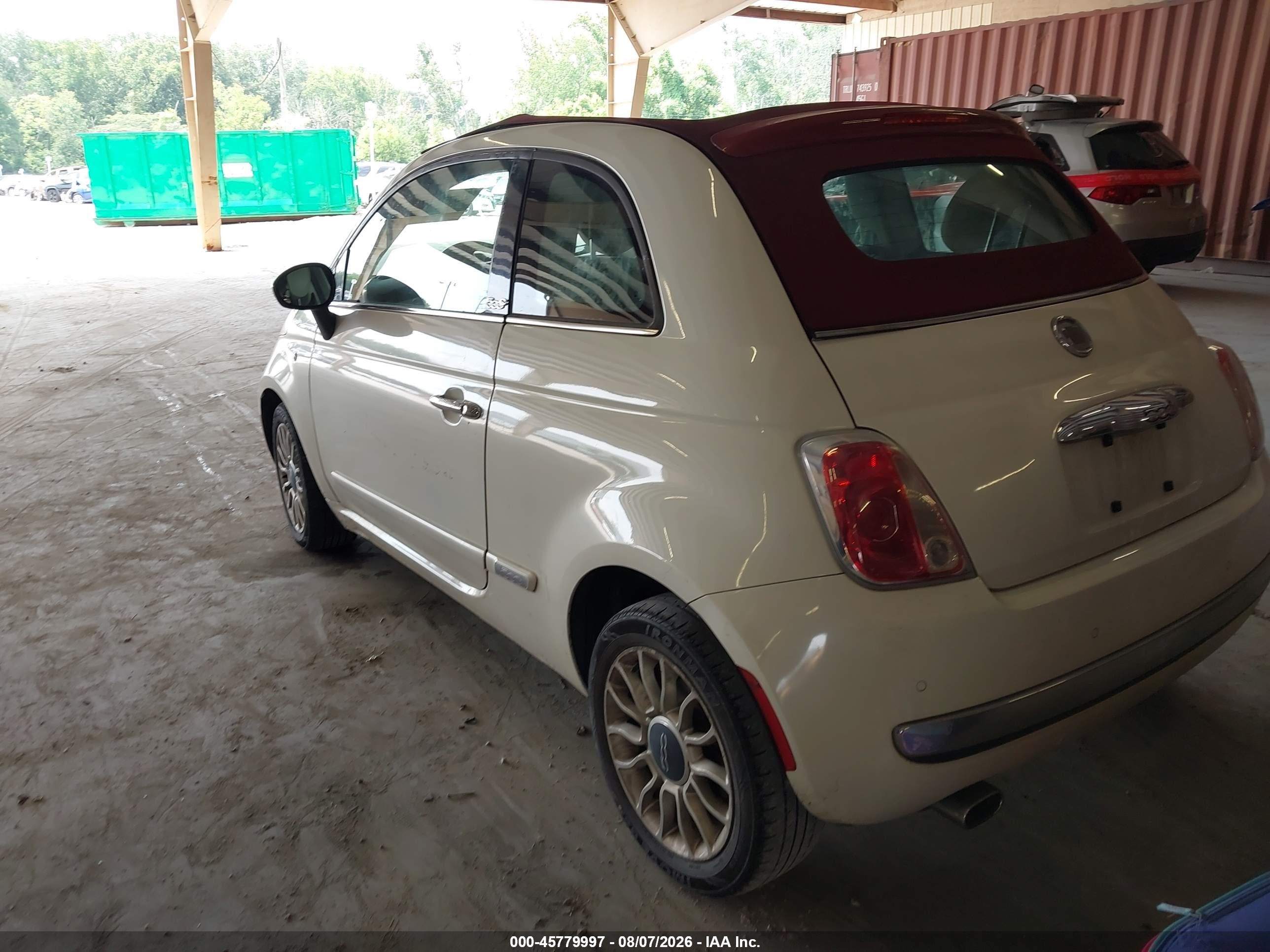 2012 Fiat 500c Lounge White vin: 3C3CFFER2CT330630