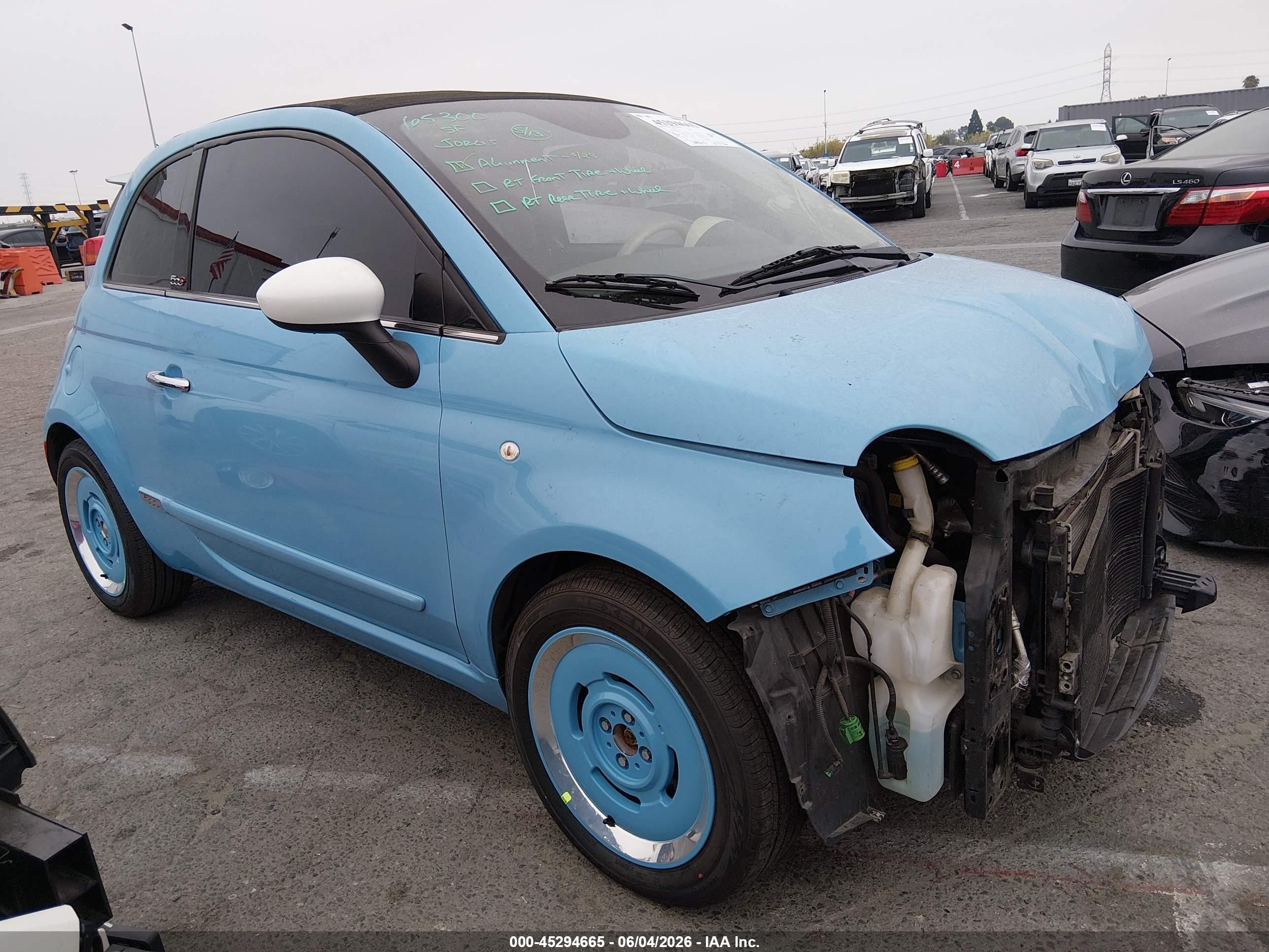2015 Fiat 500c 1957 Edition Light Blue vin: 3C3CFFER2FT716517