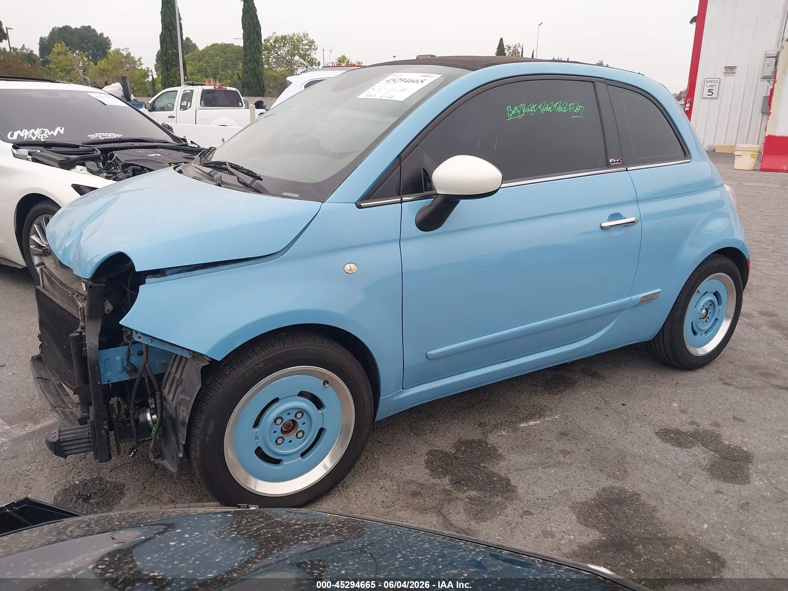 2015 Fiat 500c 1957 Edition Light Blue vin: 3C3CFFER2FT716517