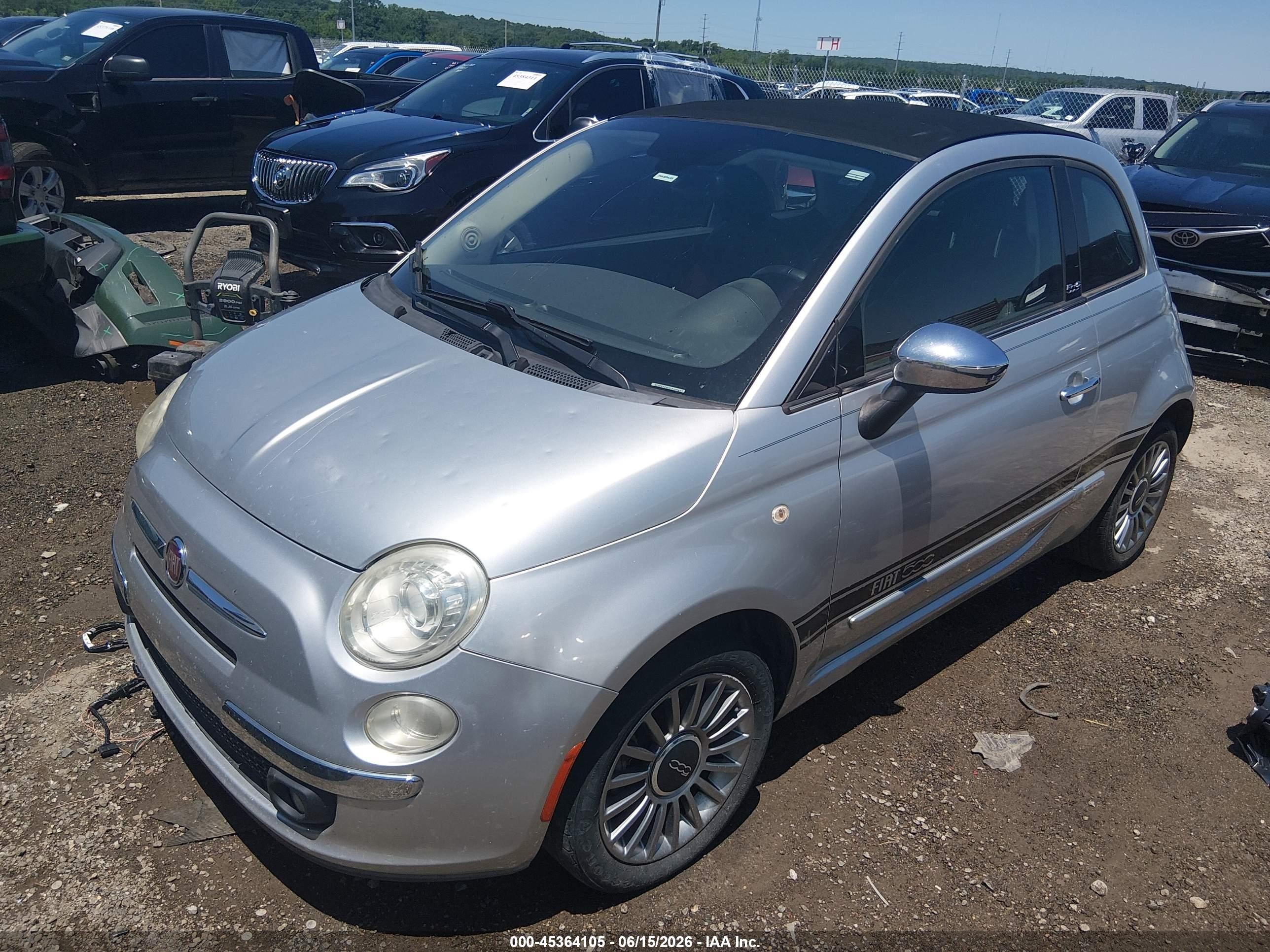 2012 Fiat 500c Lounge Silver vin: 3C3CFFER3CT100837