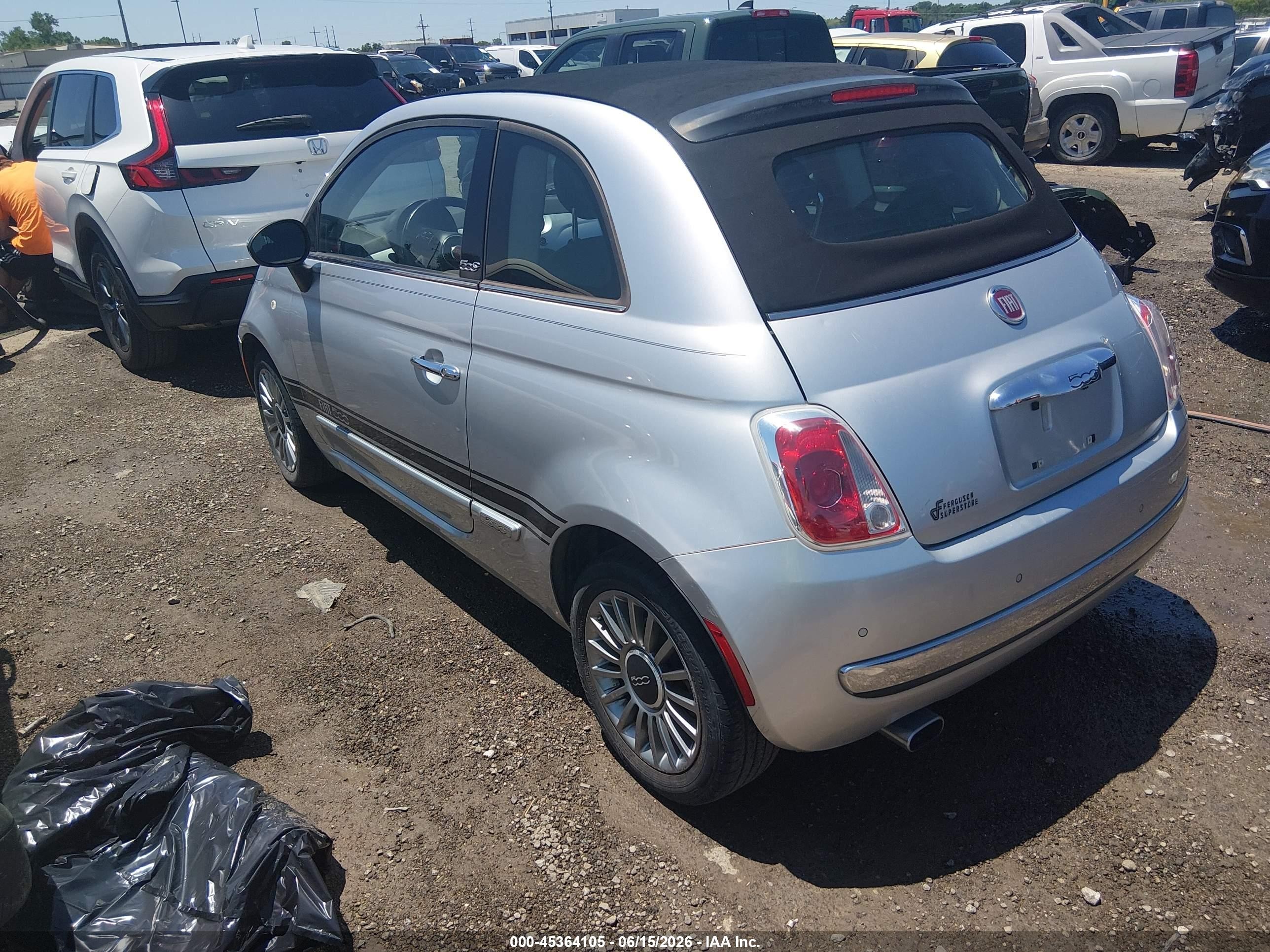 2012 Fiat 500c Lounge Silver vin: 3C3CFFER3CT100837