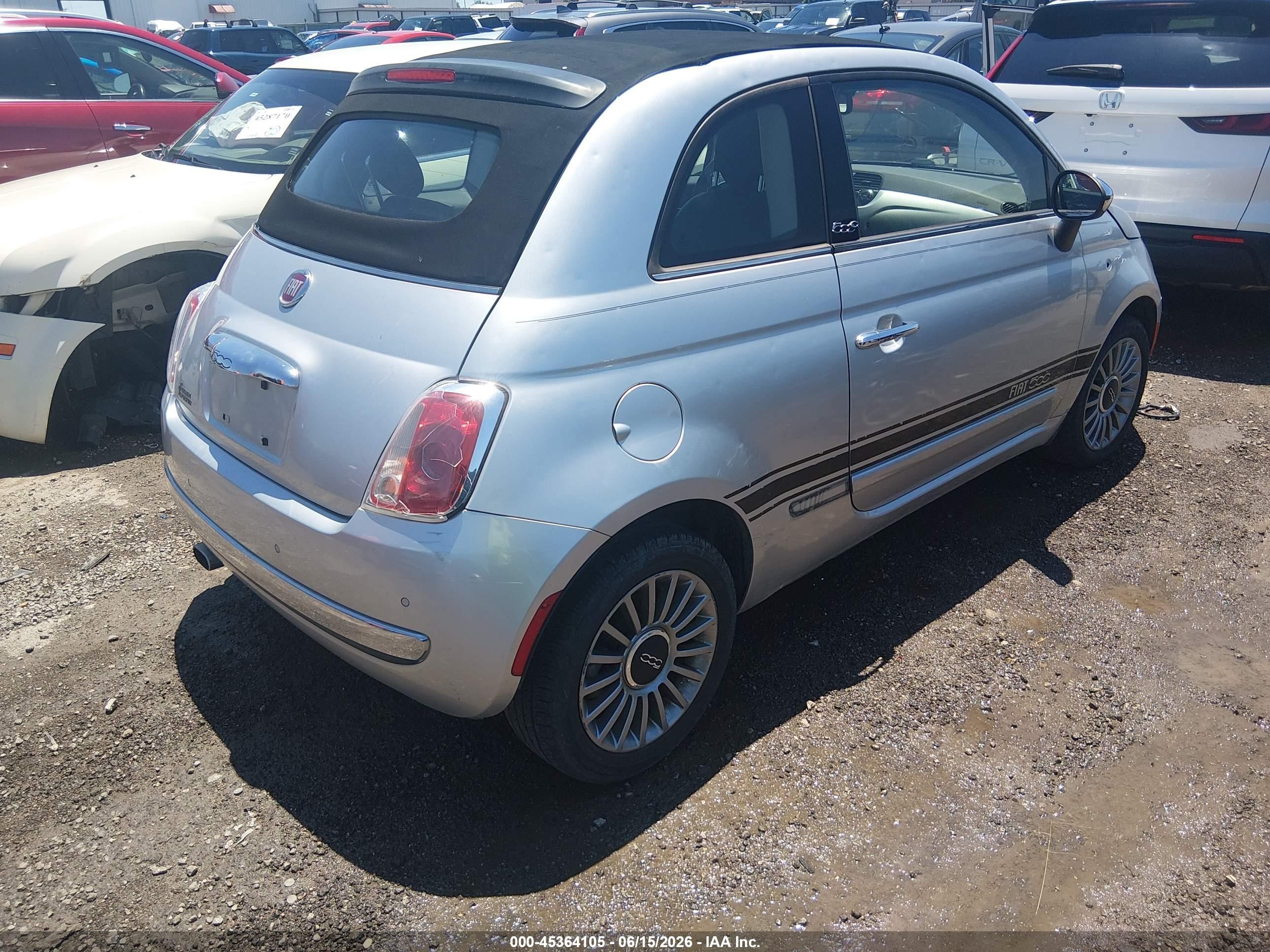 2012 Fiat 500c Lounge Silver vin: 3C3CFFER3CT100837