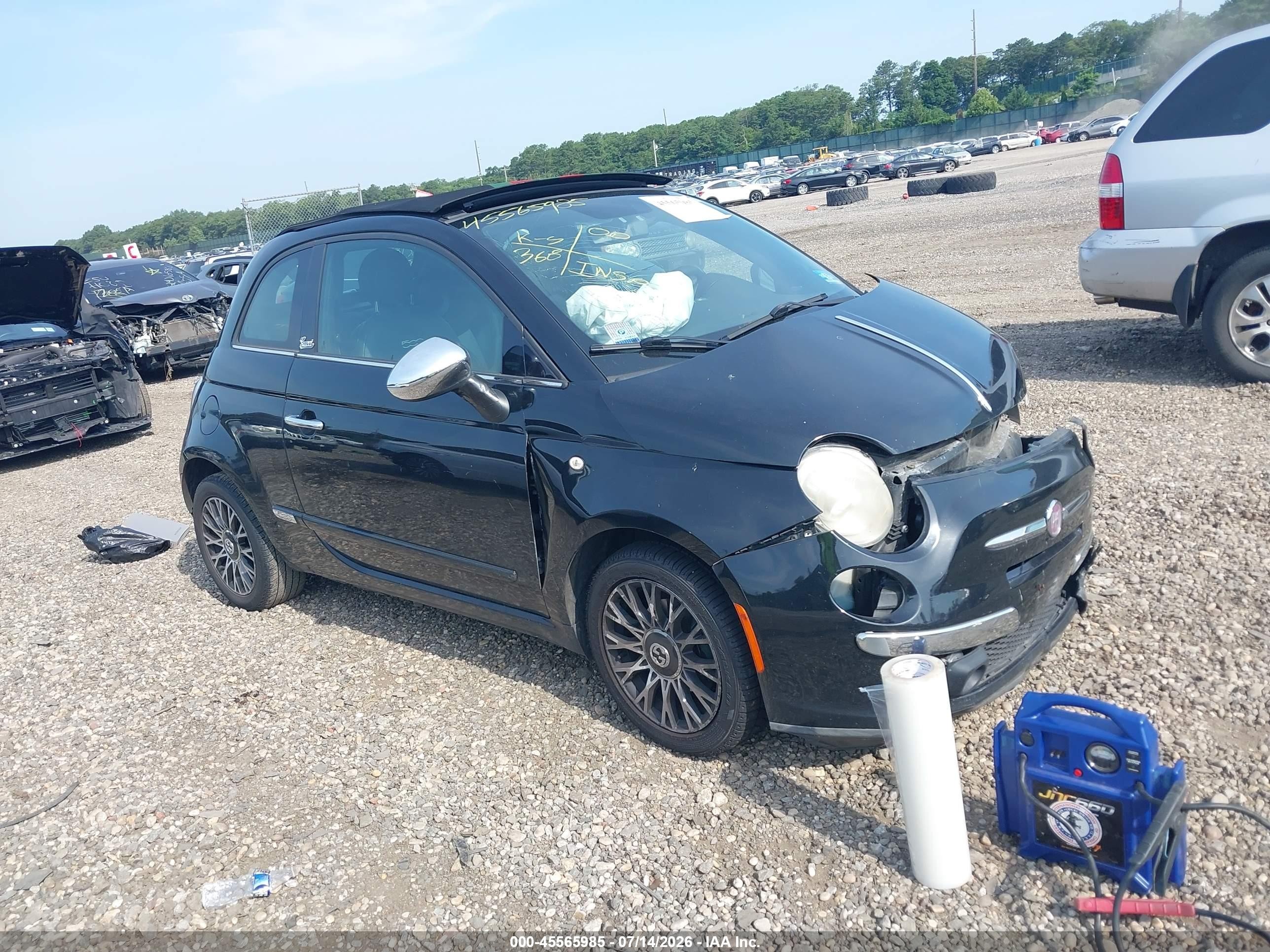 2012 Fiat 500c Lounge Black vin: 3C3CFFER3CT225689