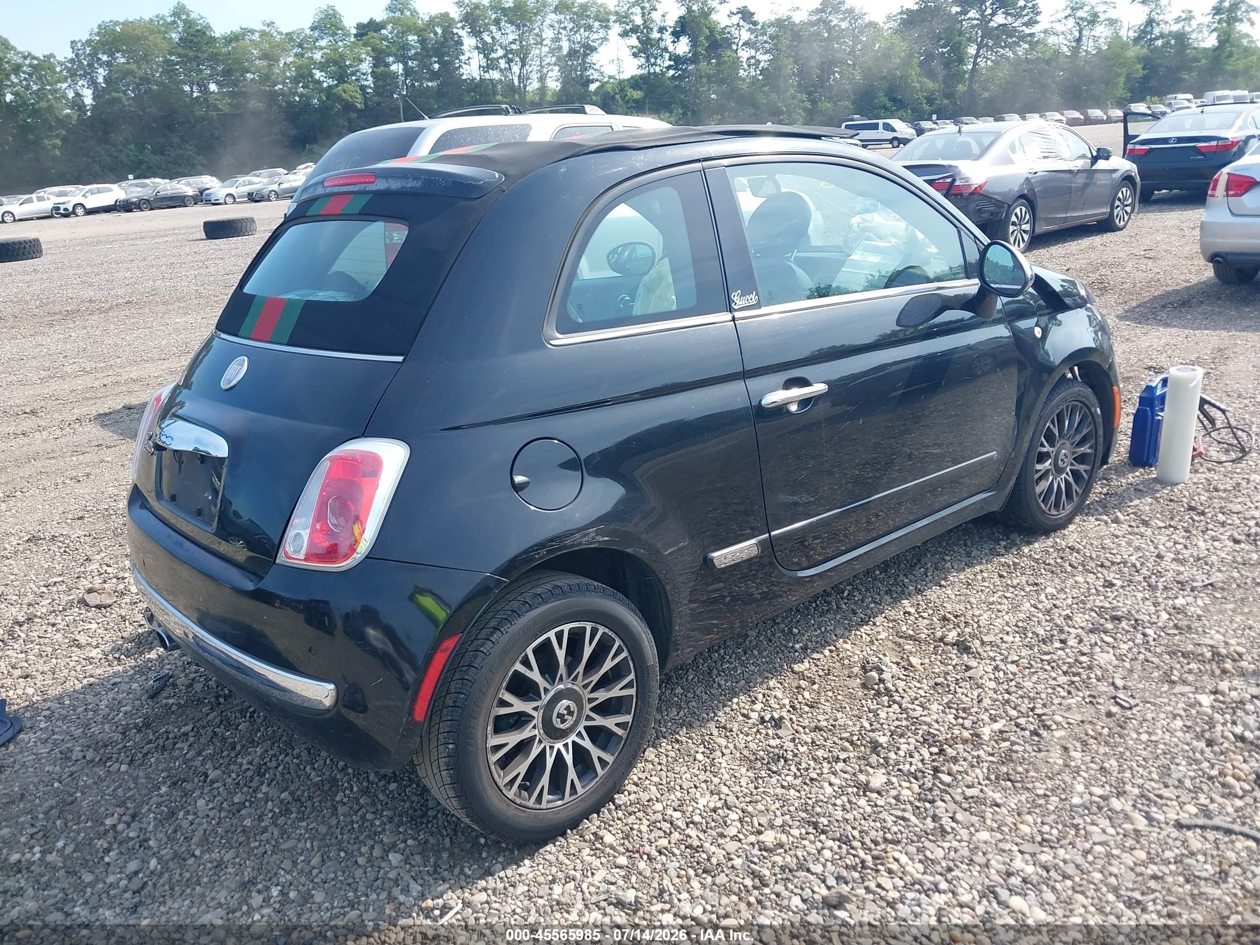 2012 Fiat 500c Lounge Black vin: 3C3CFFER3CT225689