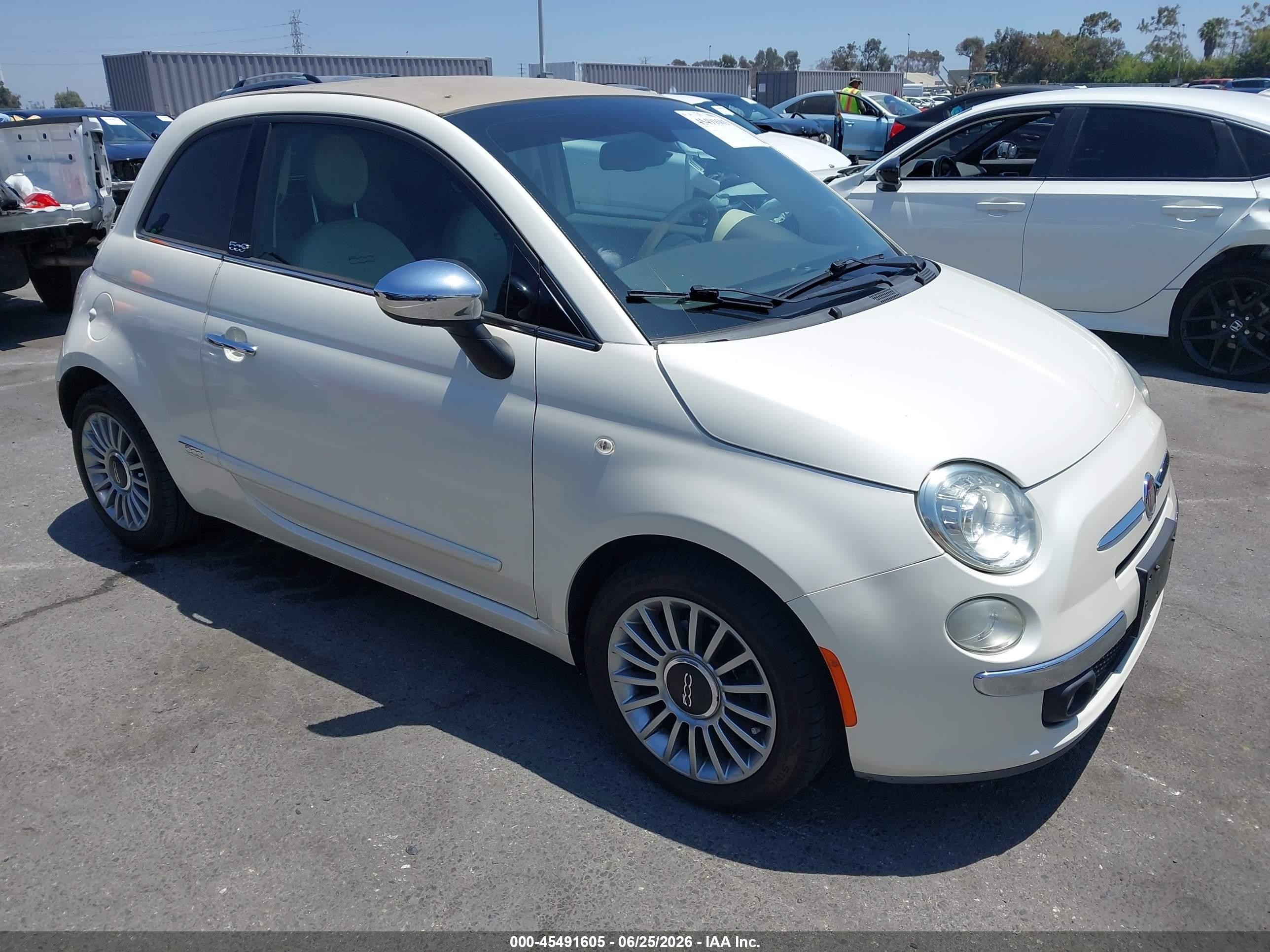 2012 Fiat 500c Lounge White vin: 3C3CFFER4CT111183
