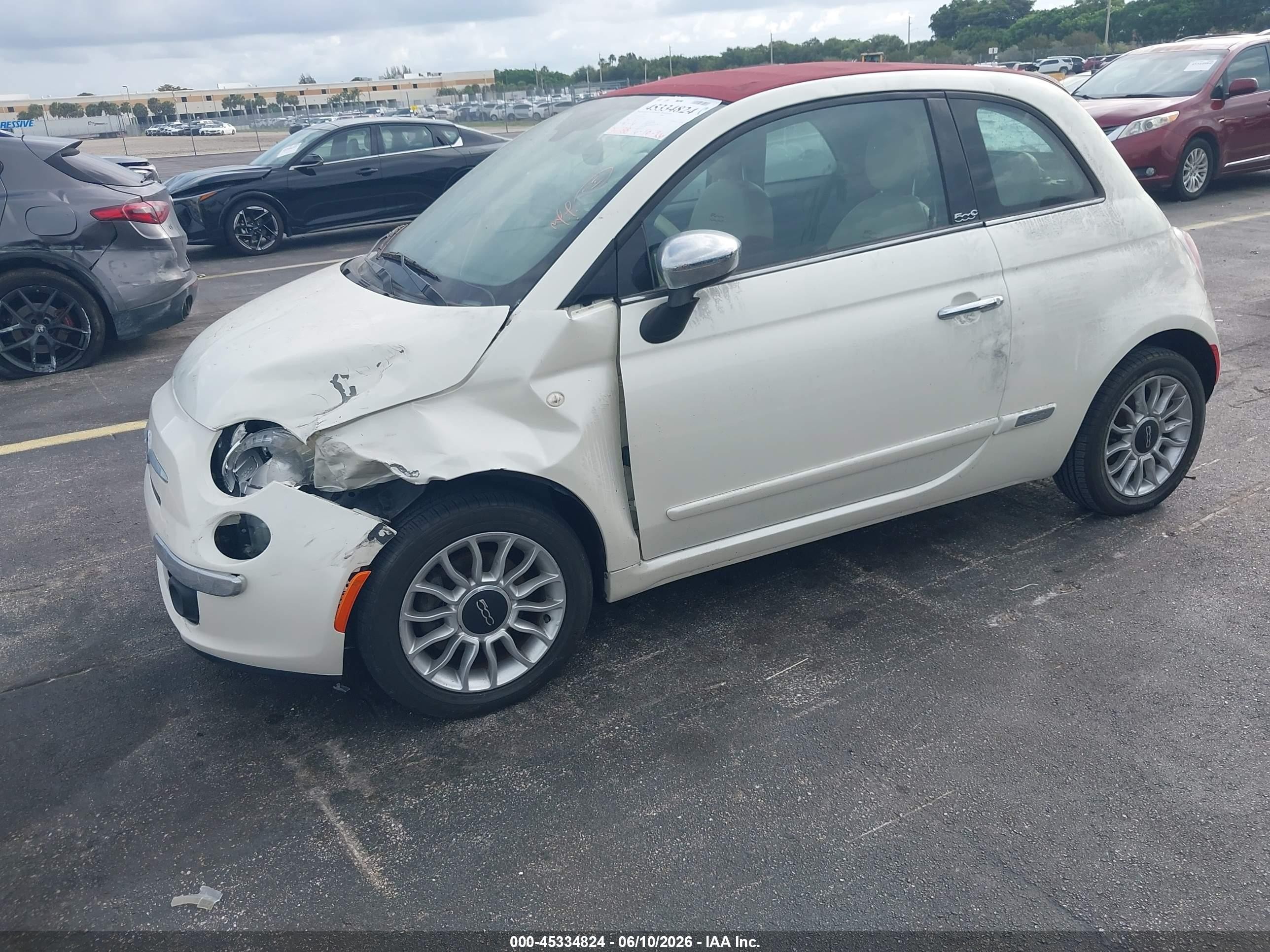2013 Fiat 500c Lounge White vin: 3C3CFFER4DT748446