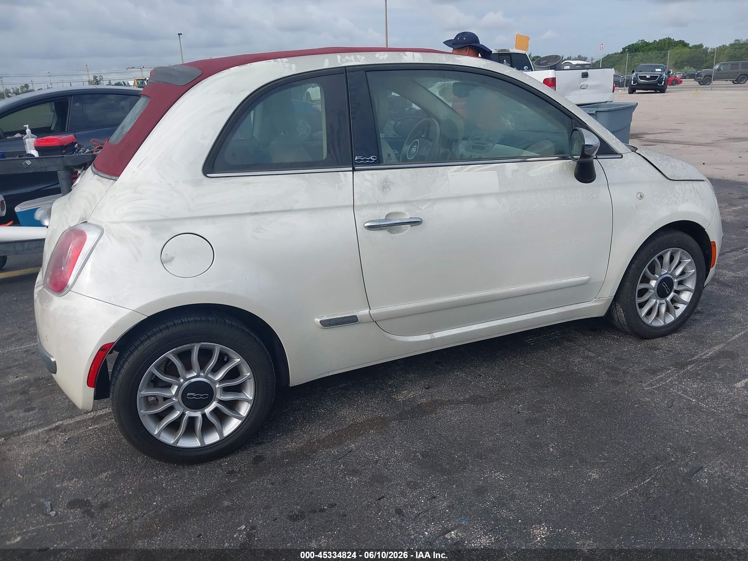 2013 Fiat 500c Lounge White vin: 3C3CFFER4DT748446