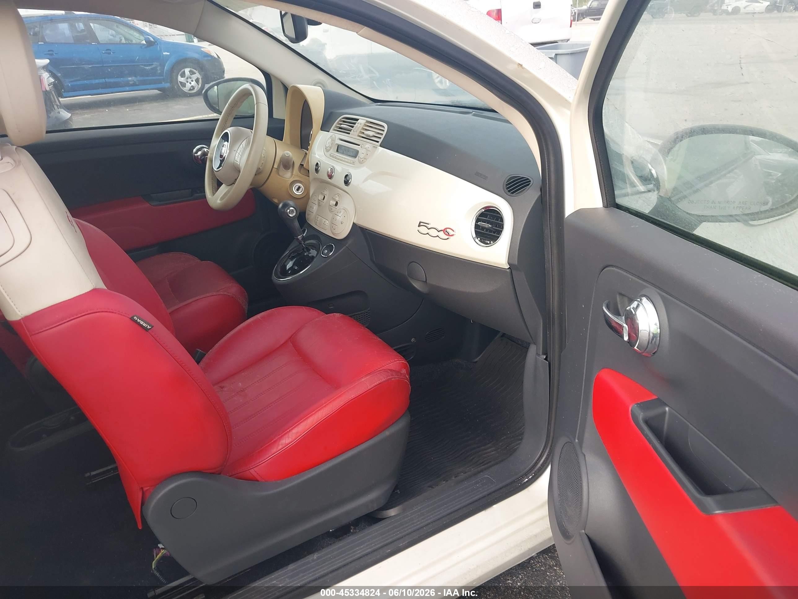 2013 Fiat 500c Lounge White vin: 3C3CFFER4DT748446