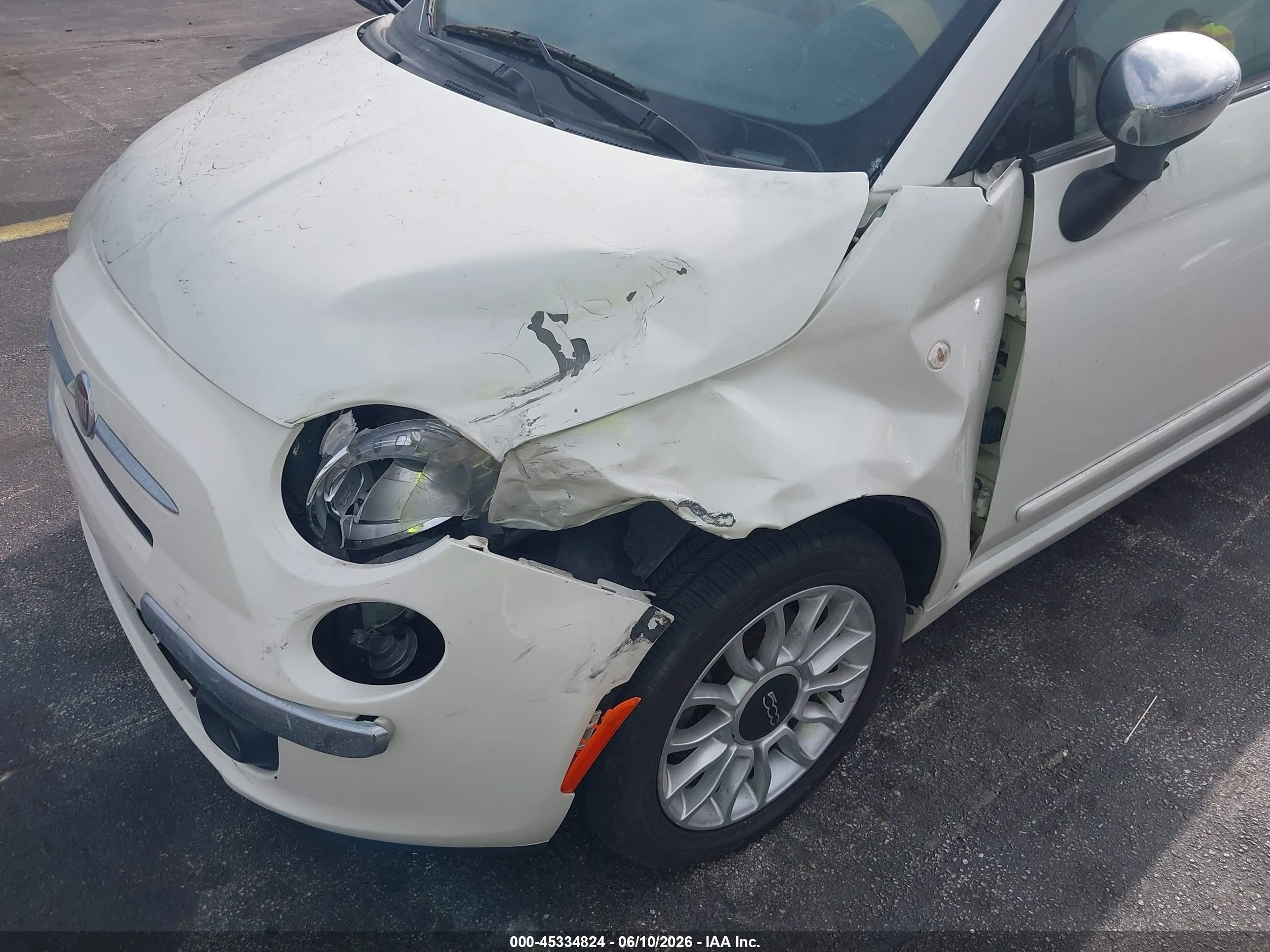 2013 Fiat 500c Lounge White vin: 3C3CFFER4DT748446