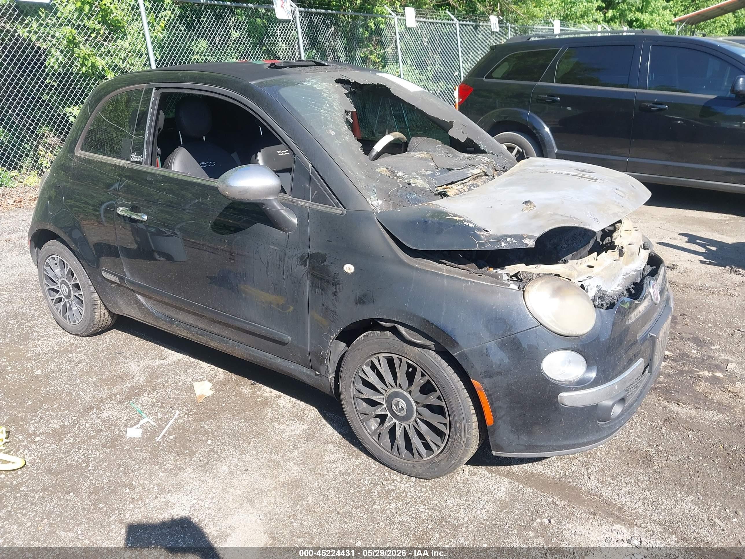 2012 Fiat 500c Lounge Black vin: 3C3CFFER5CT295744