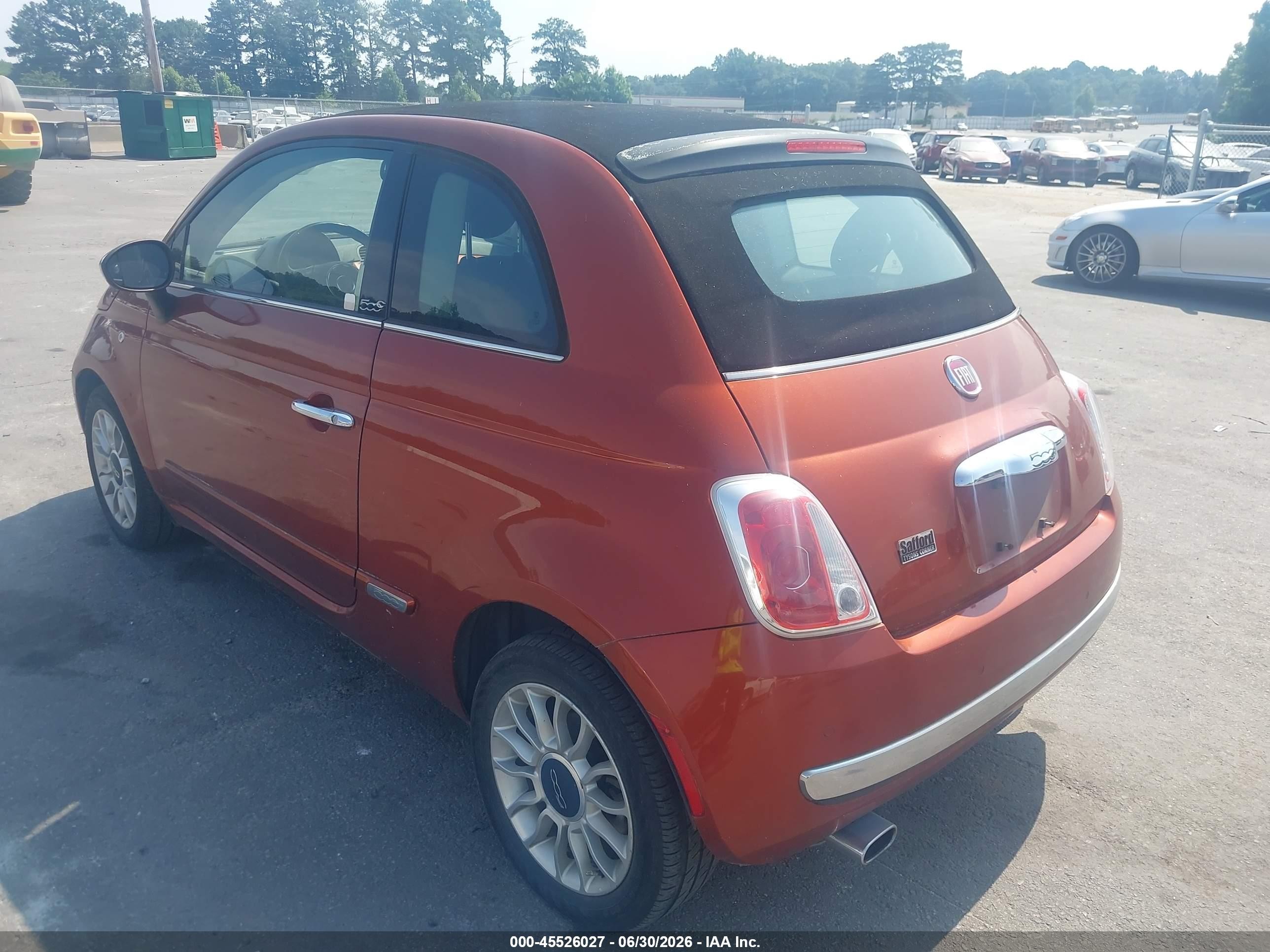 2012 Fiat 500c Lounge Orange vin: 3C3CFFER7CT248571