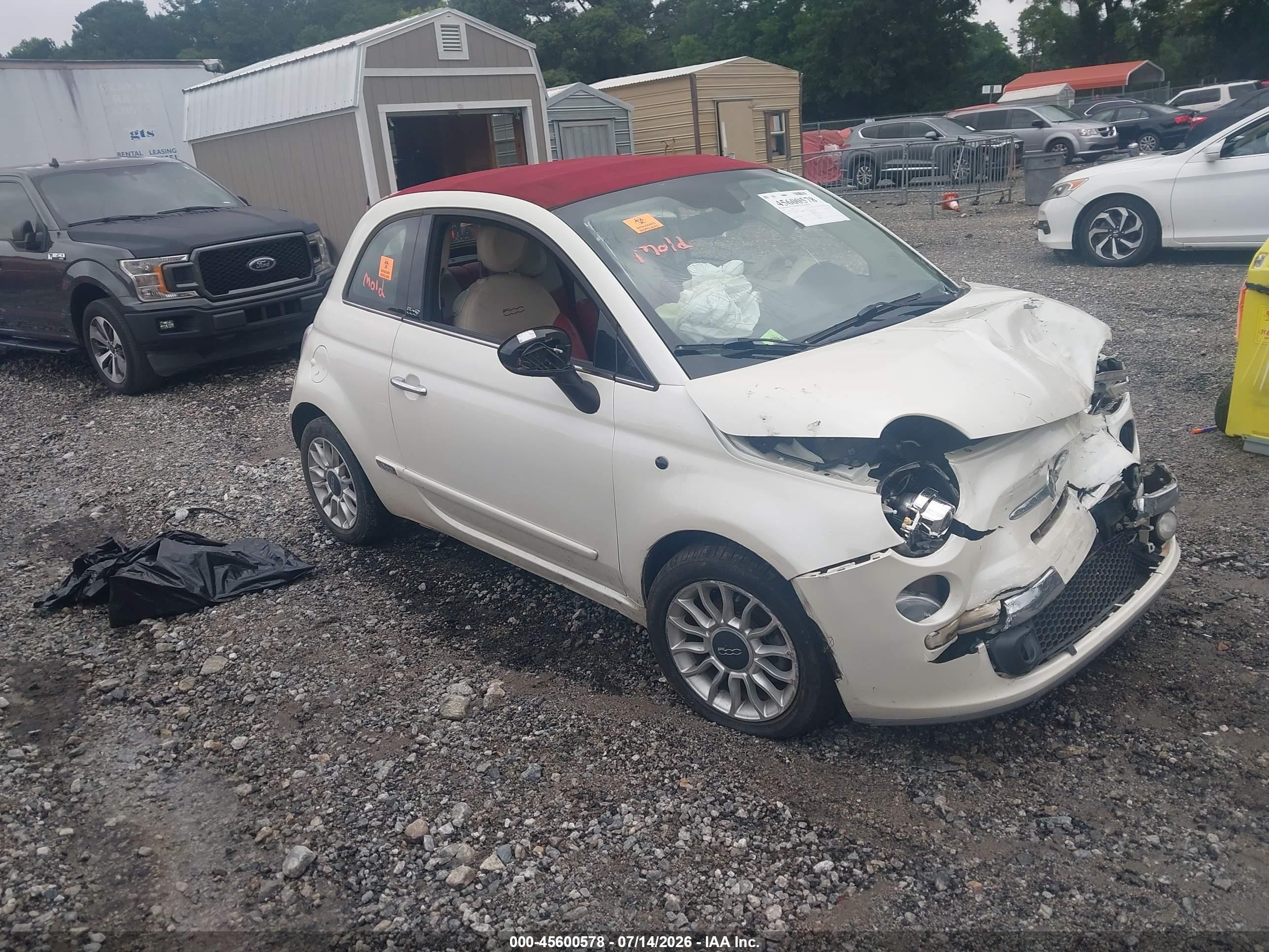 2012 Fiat 500c Lounge White vin: 3C3CFFER7CT330154