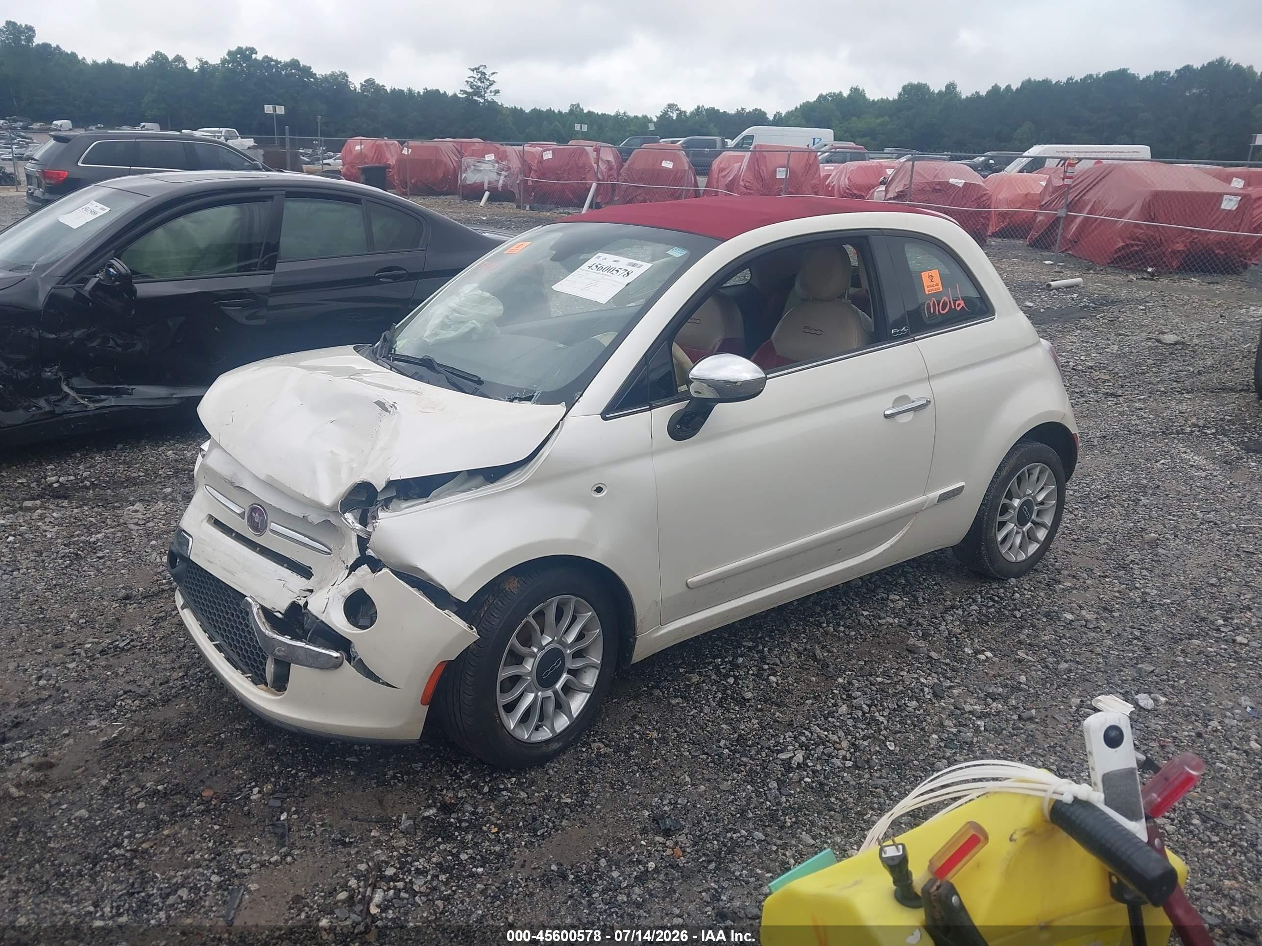 2012 Fiat 500c Lounge White vin: 3C3CFFER7CT330154