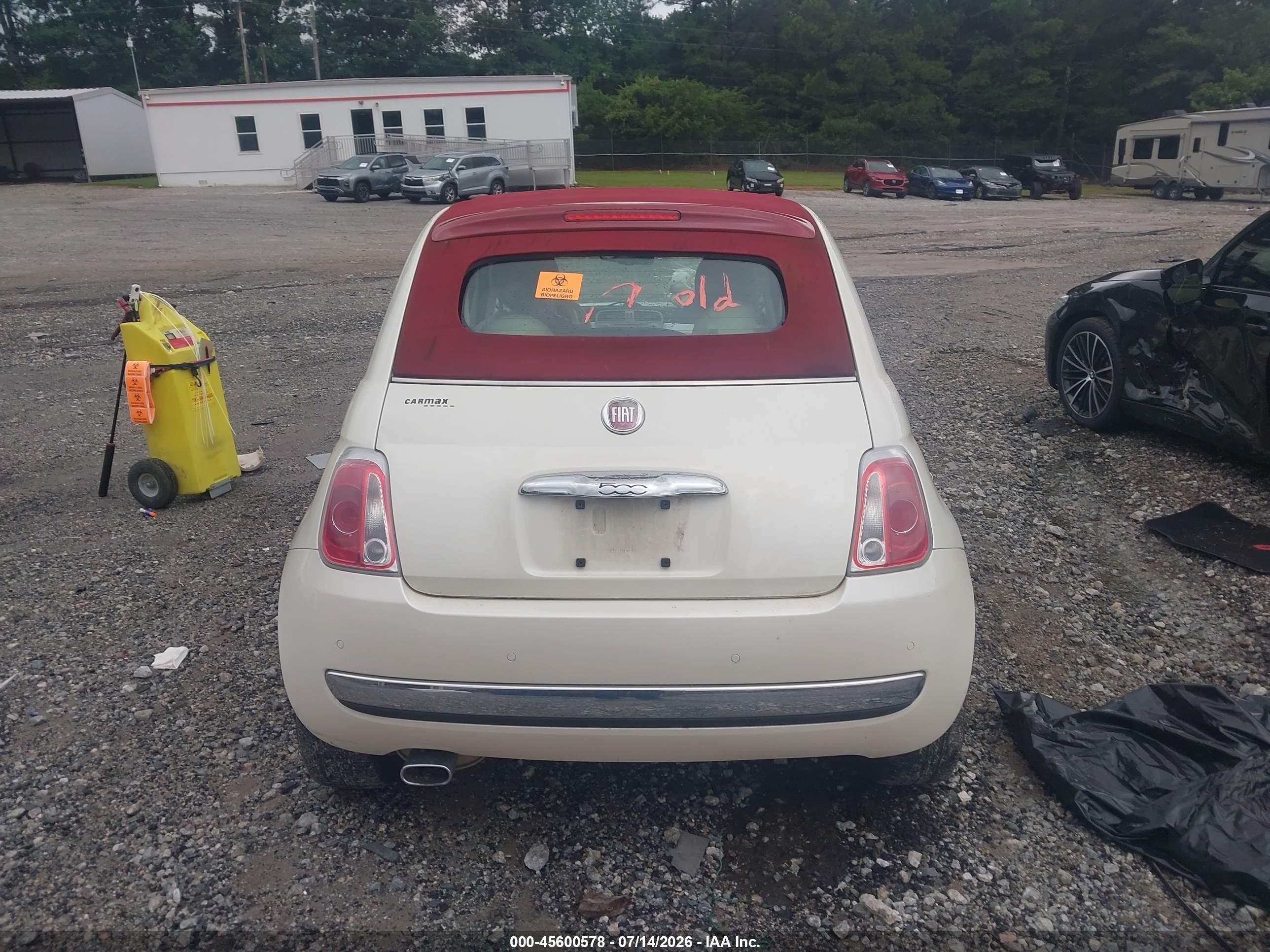 2012 Fiat 500c Lounge White vin: 3C3CFFER7CT330154