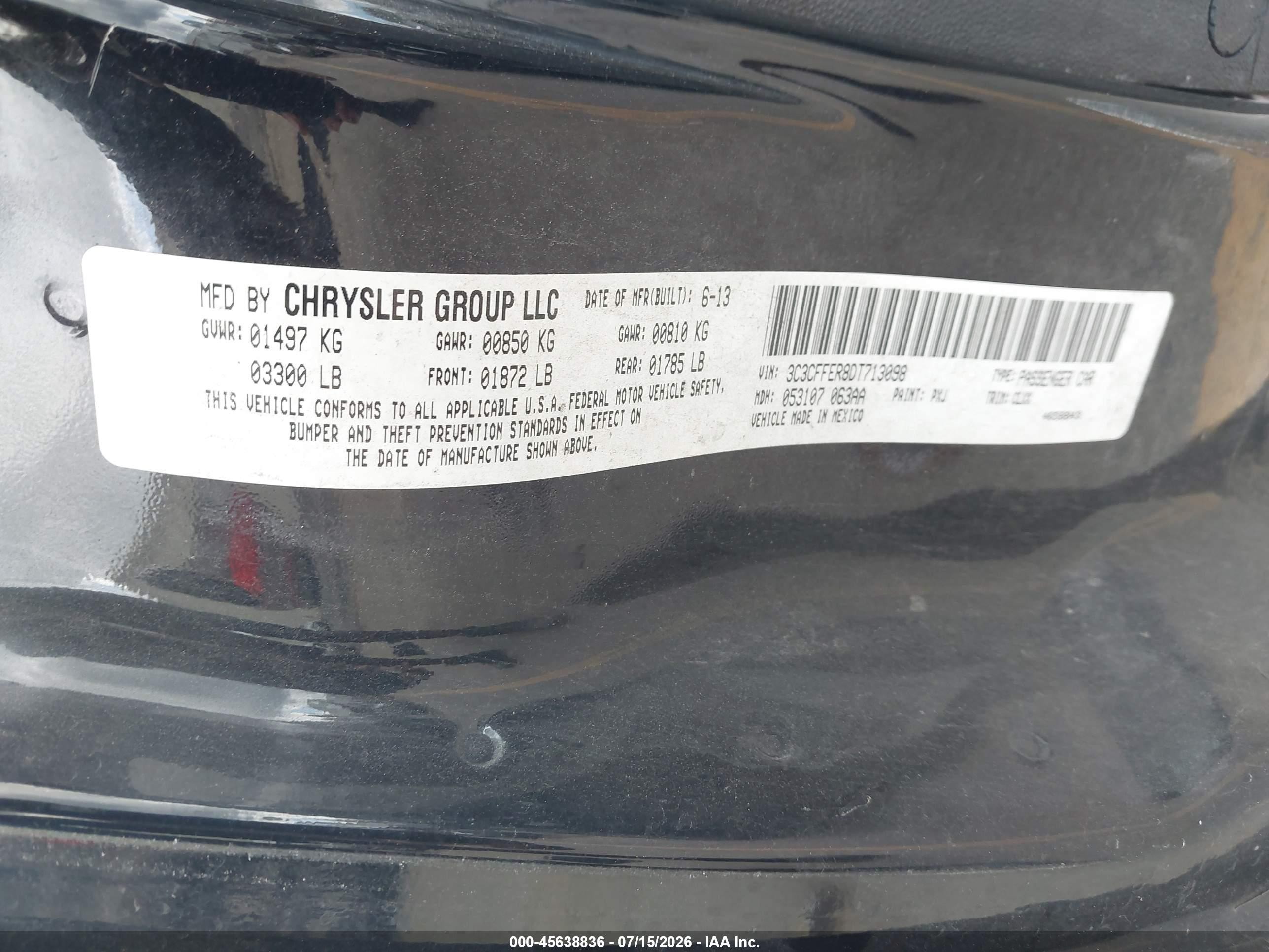2013 Fiat 500c Gucci Black vin: 3C3CFFER8DT713098