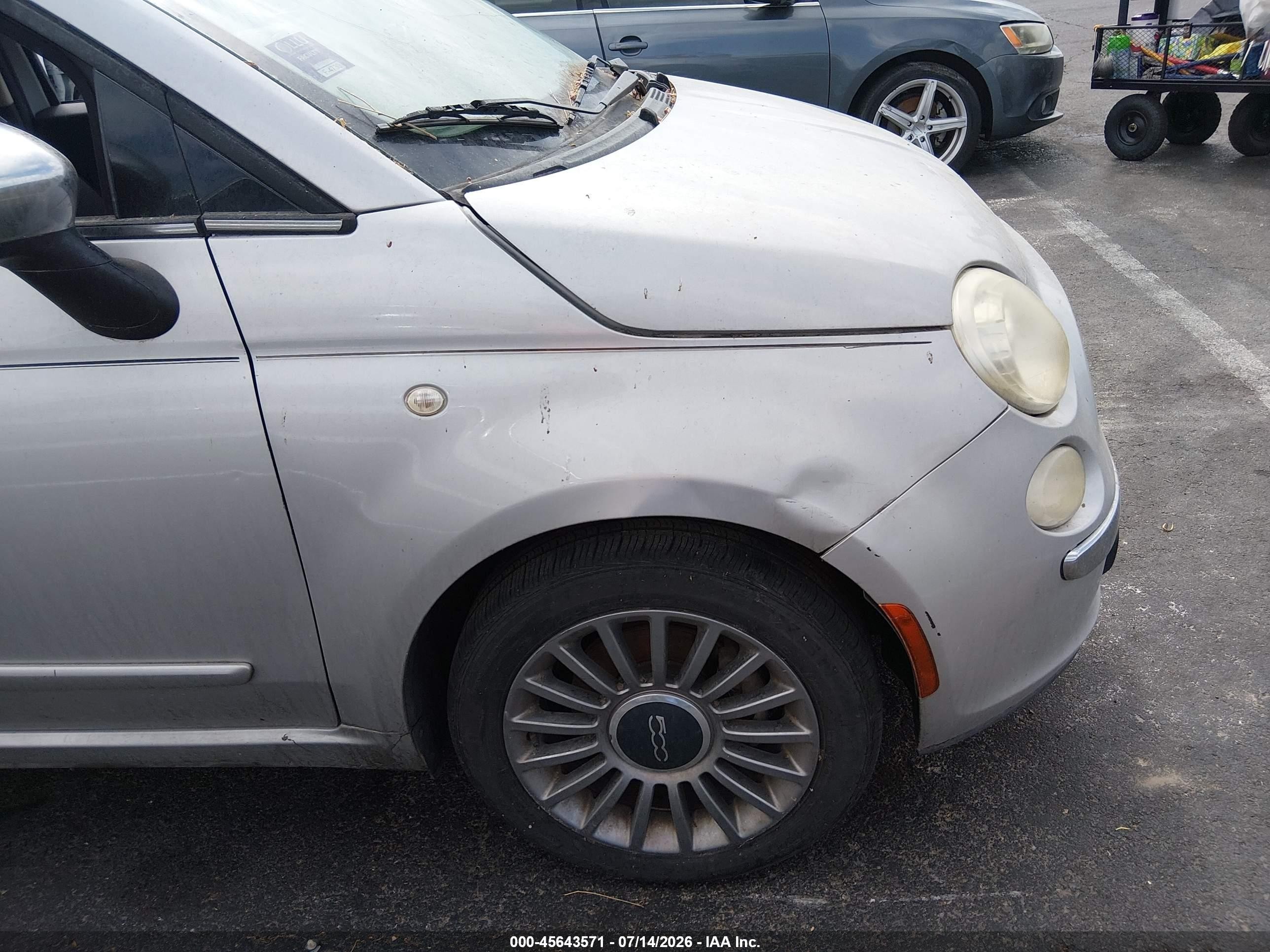 2012 Fiat 500c Lounge Silver vin: 3C3CFFER9CT109249