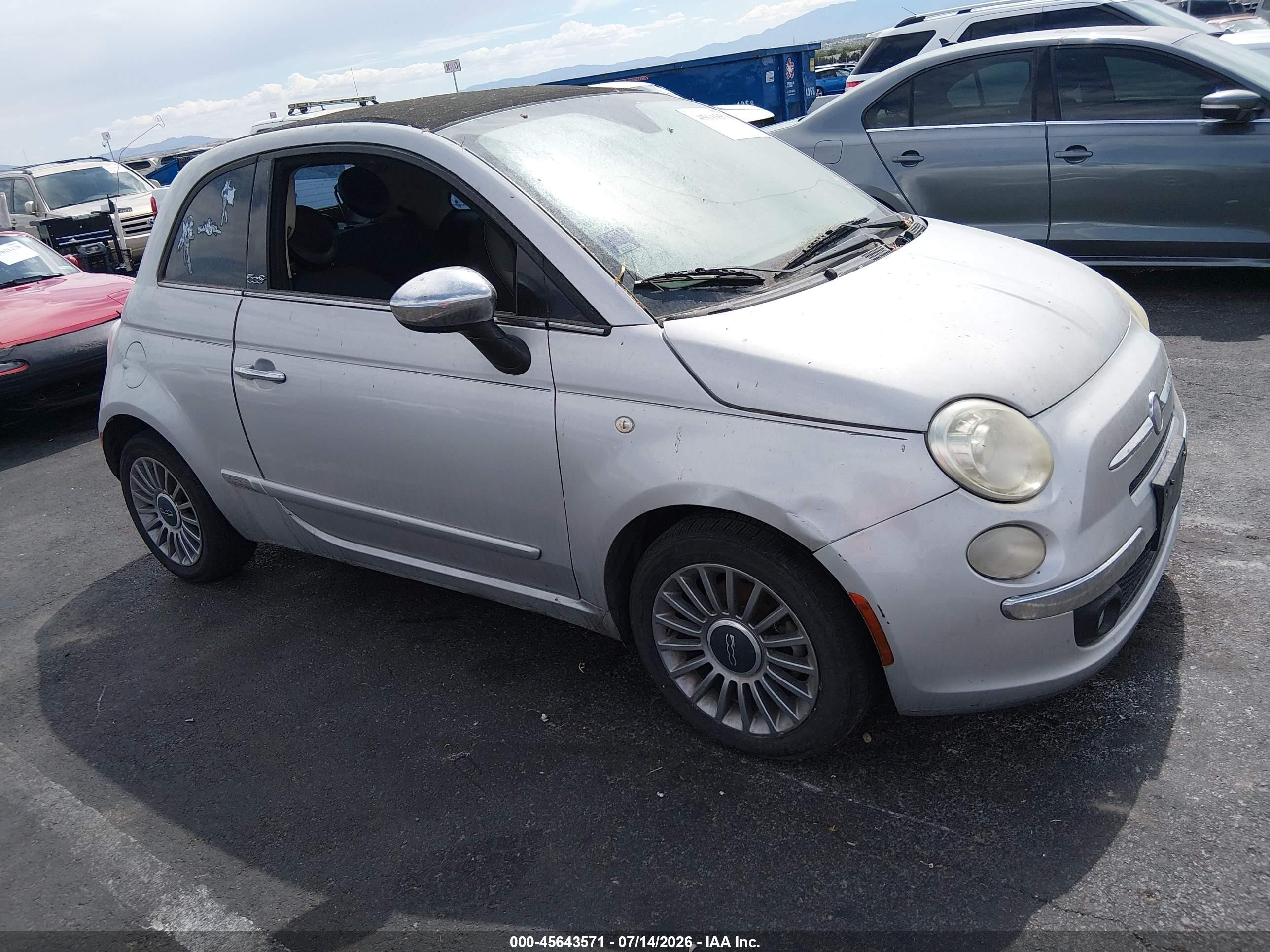 2012 Fiat 500c Lounge Silver vin: 3C3CFFER9CT109249