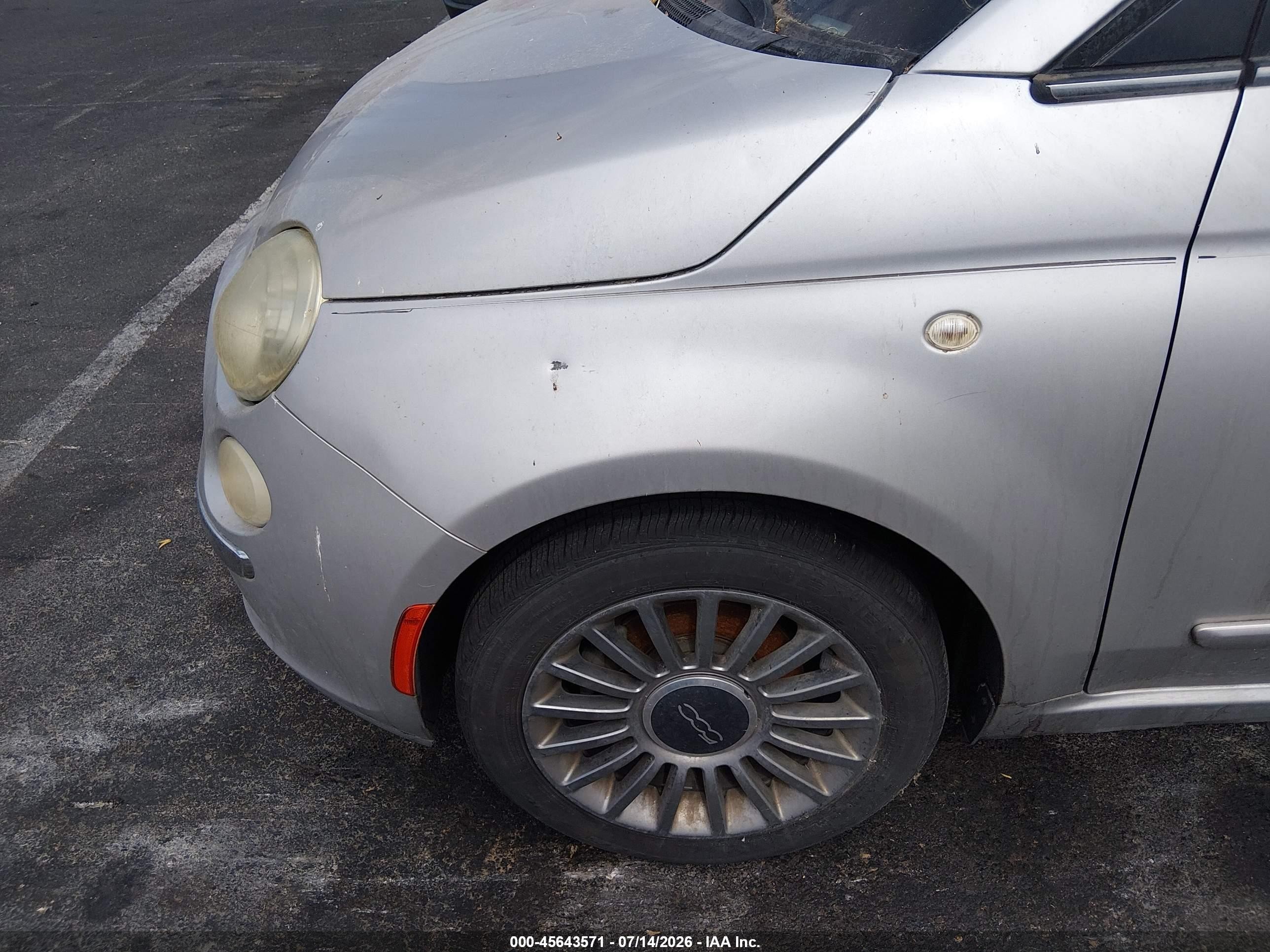 2012 Fiat 500c Lounge Silver vin: 3C3CFFER9CT109249