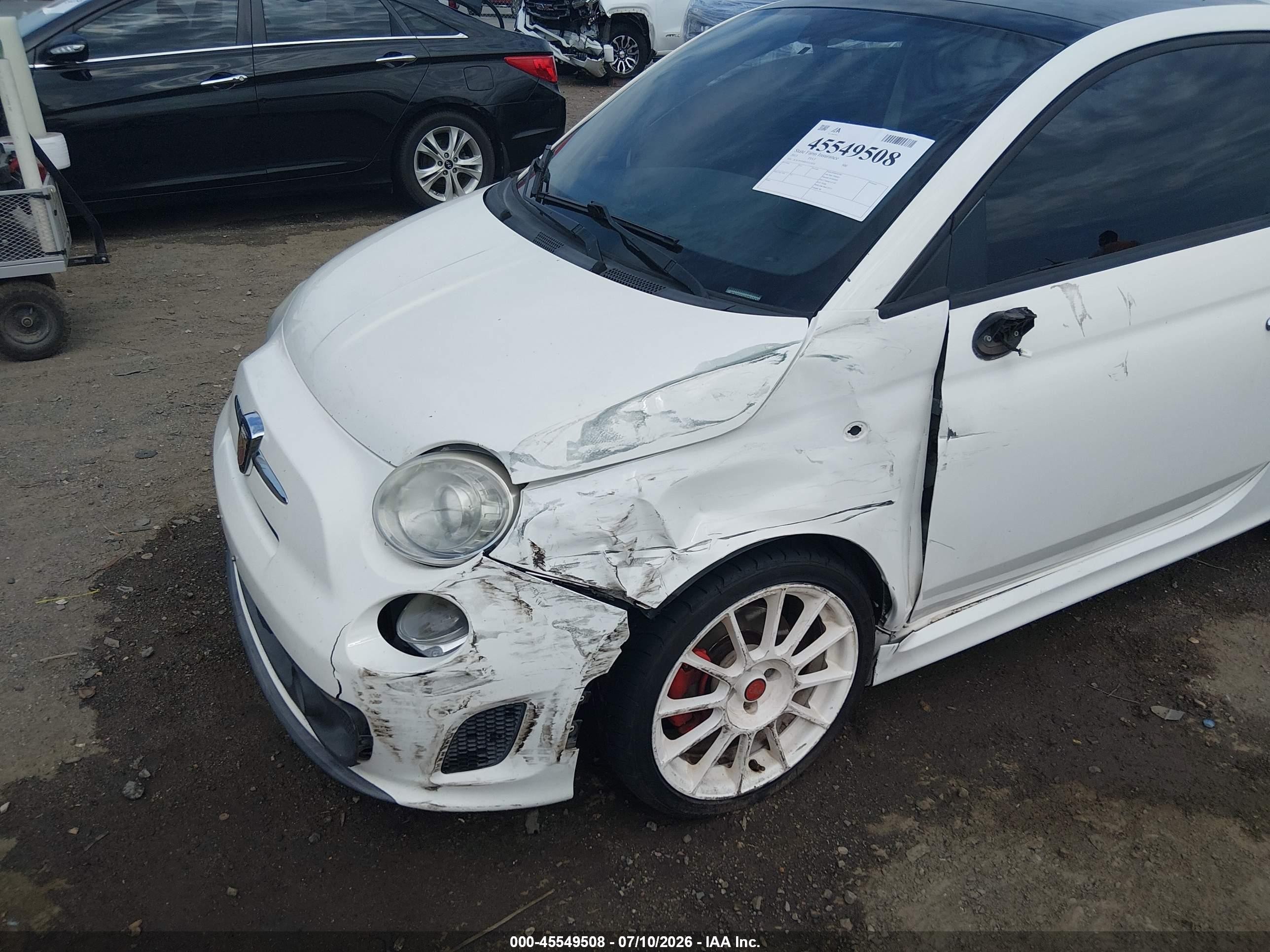 2013 Fiat 500 Abarth White vin: 3C3CFFFH4DT512434