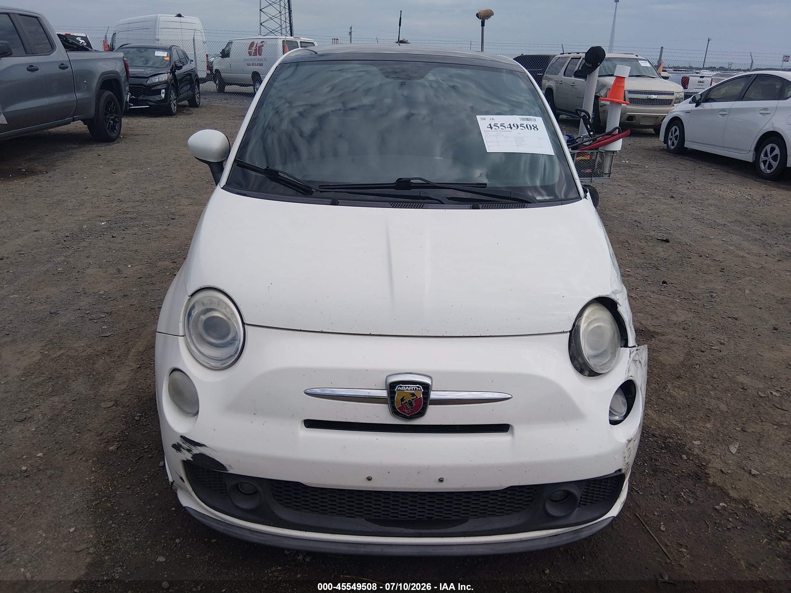 2013 Fiat 500 Abarth White vin: 3C3CFFFH4DT512434