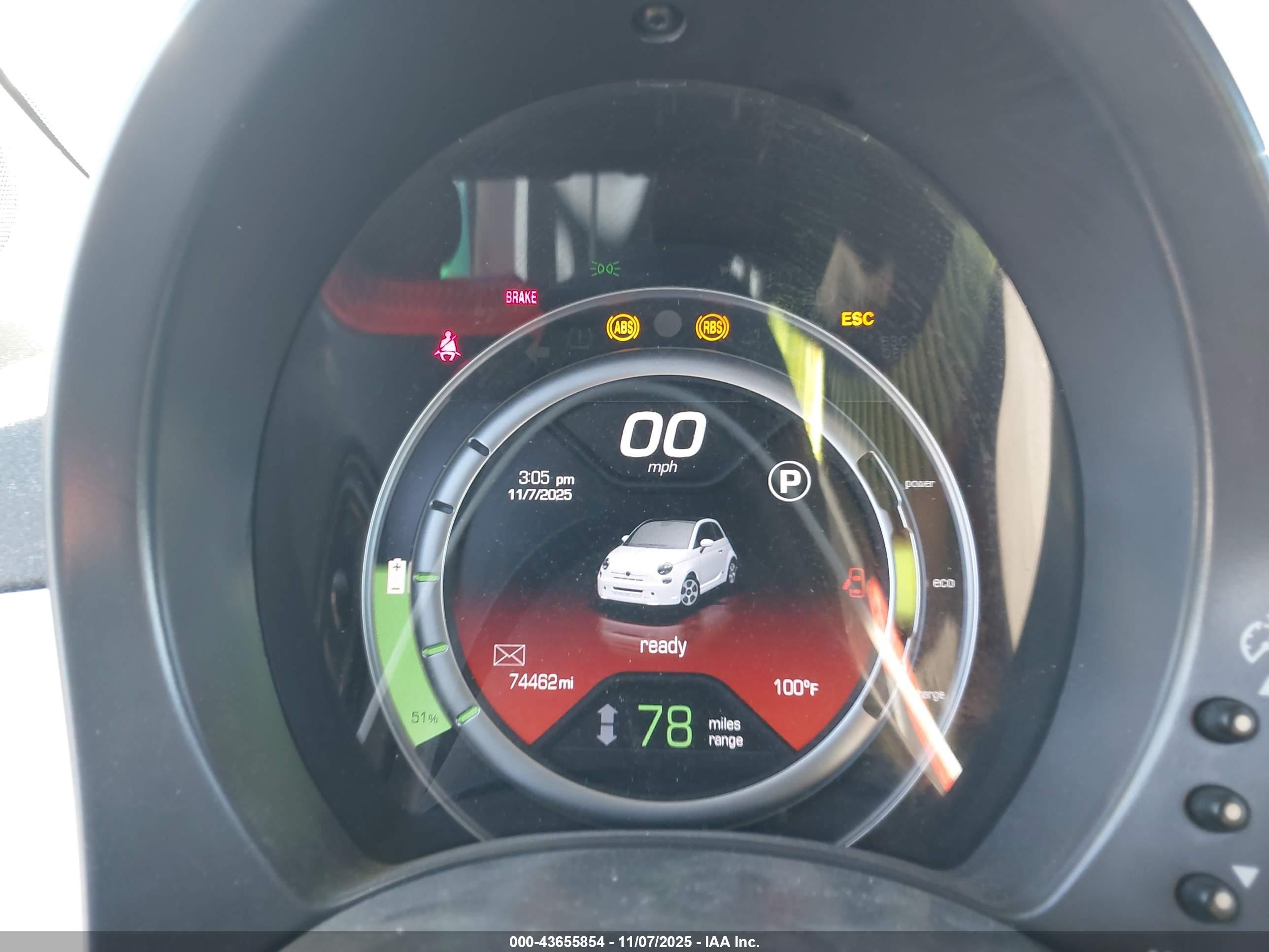 2013 Fiat 500e Battery Electric White vin: 3C3CFFGE0DT681547