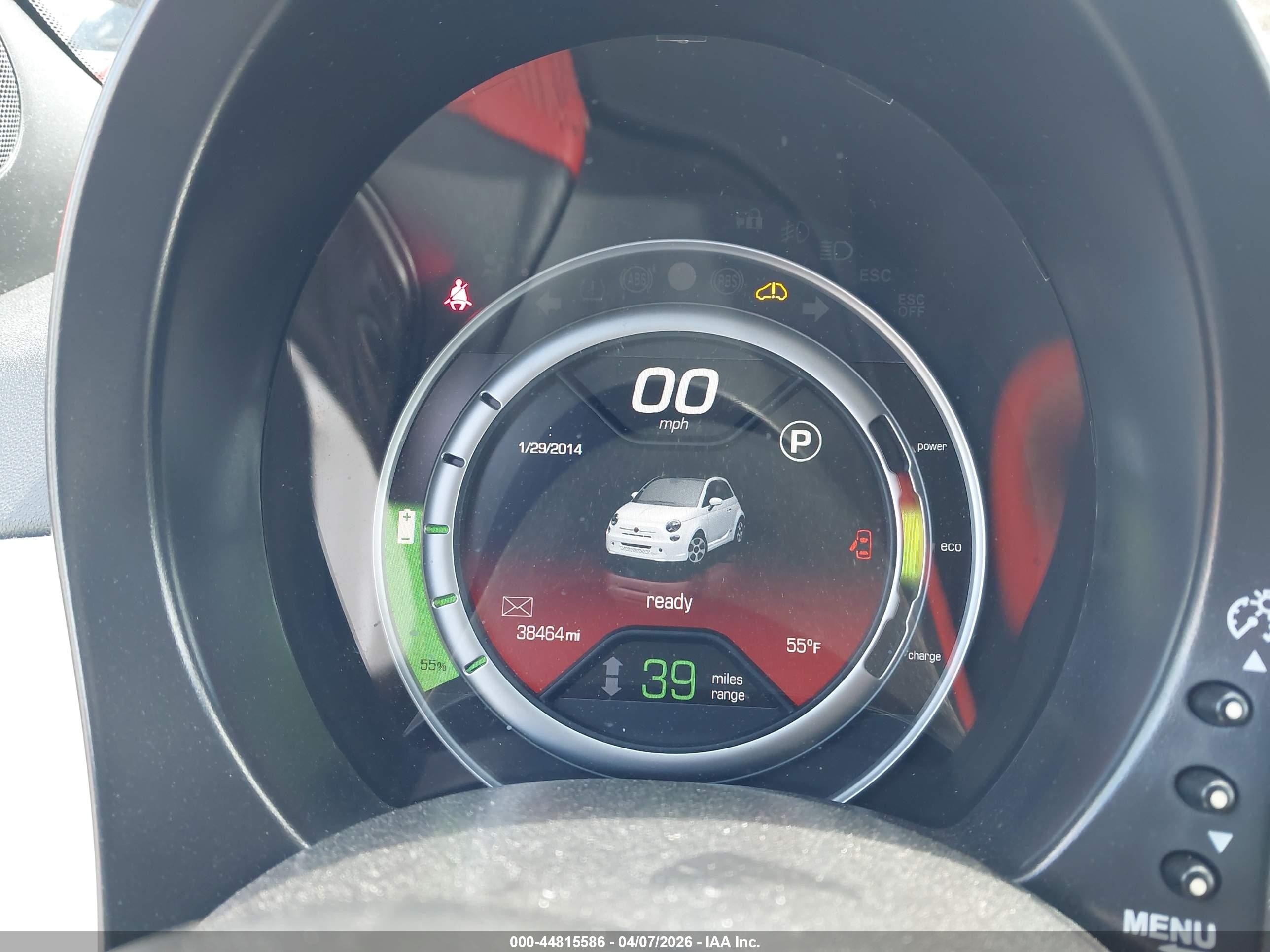 2015 Fiat 500e Battery Electric White vin: 3C3CFFGE0FT749929