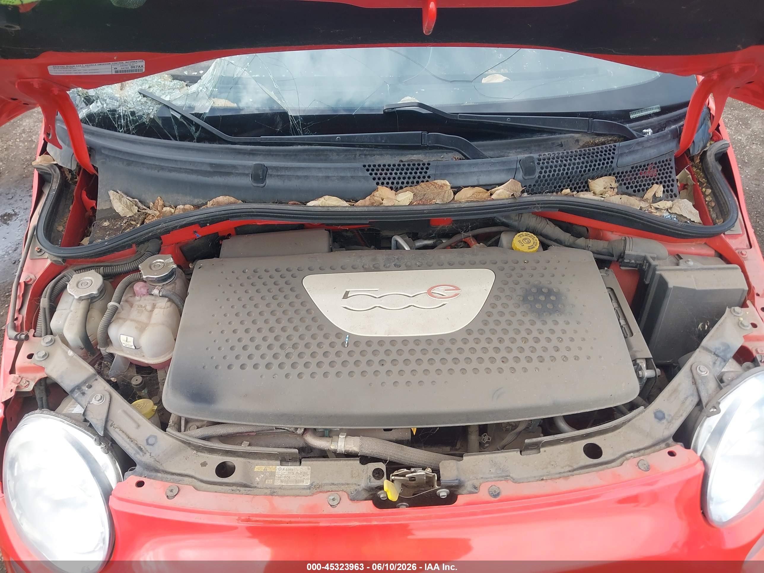 2013 Fiat 500e Battery Electric Orange vin: 3C3CFFGE2DT604601