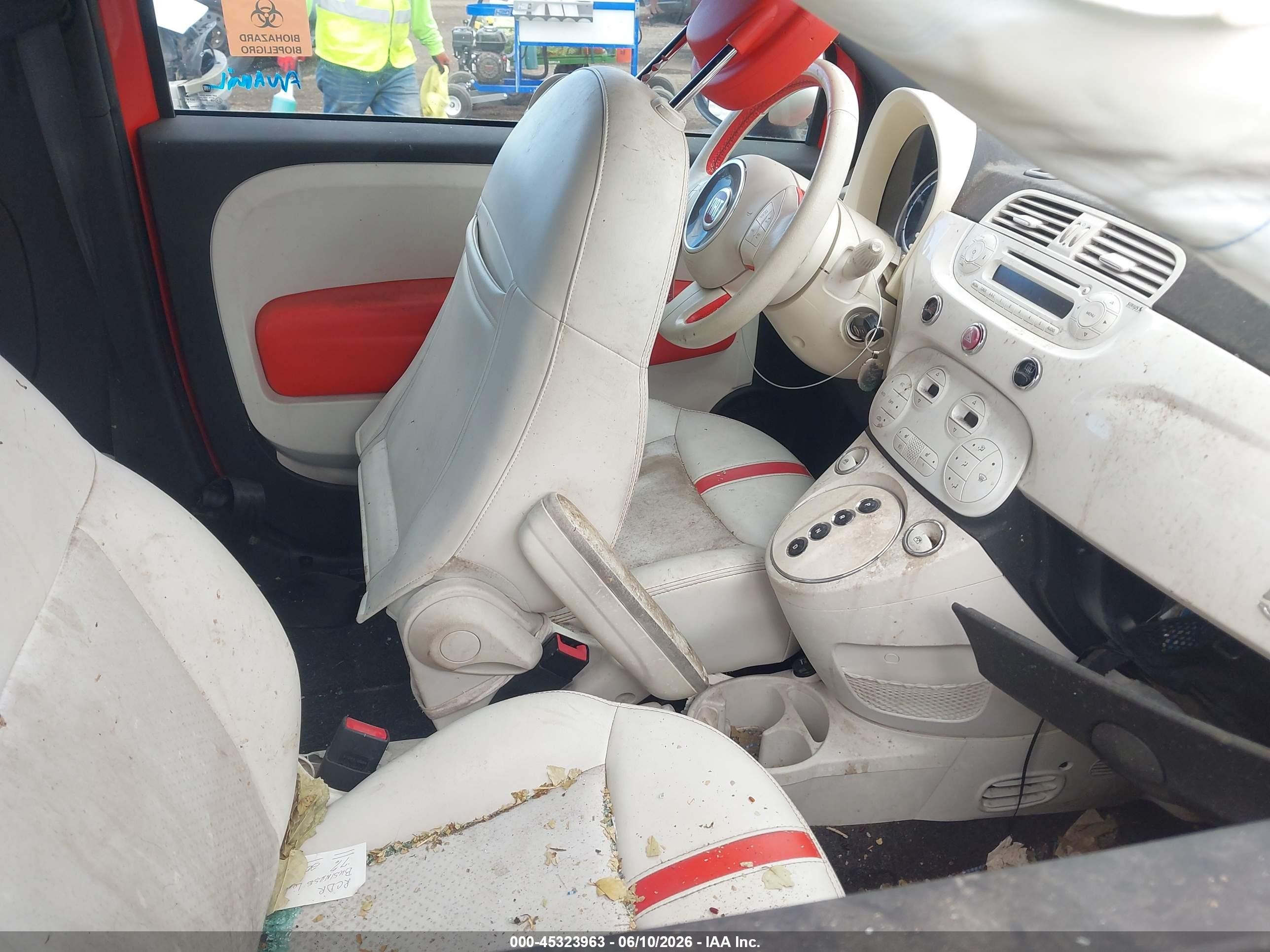 2013 Fiat 500e Battery Electric Orange vin: 3C3CFFGE2DT604601