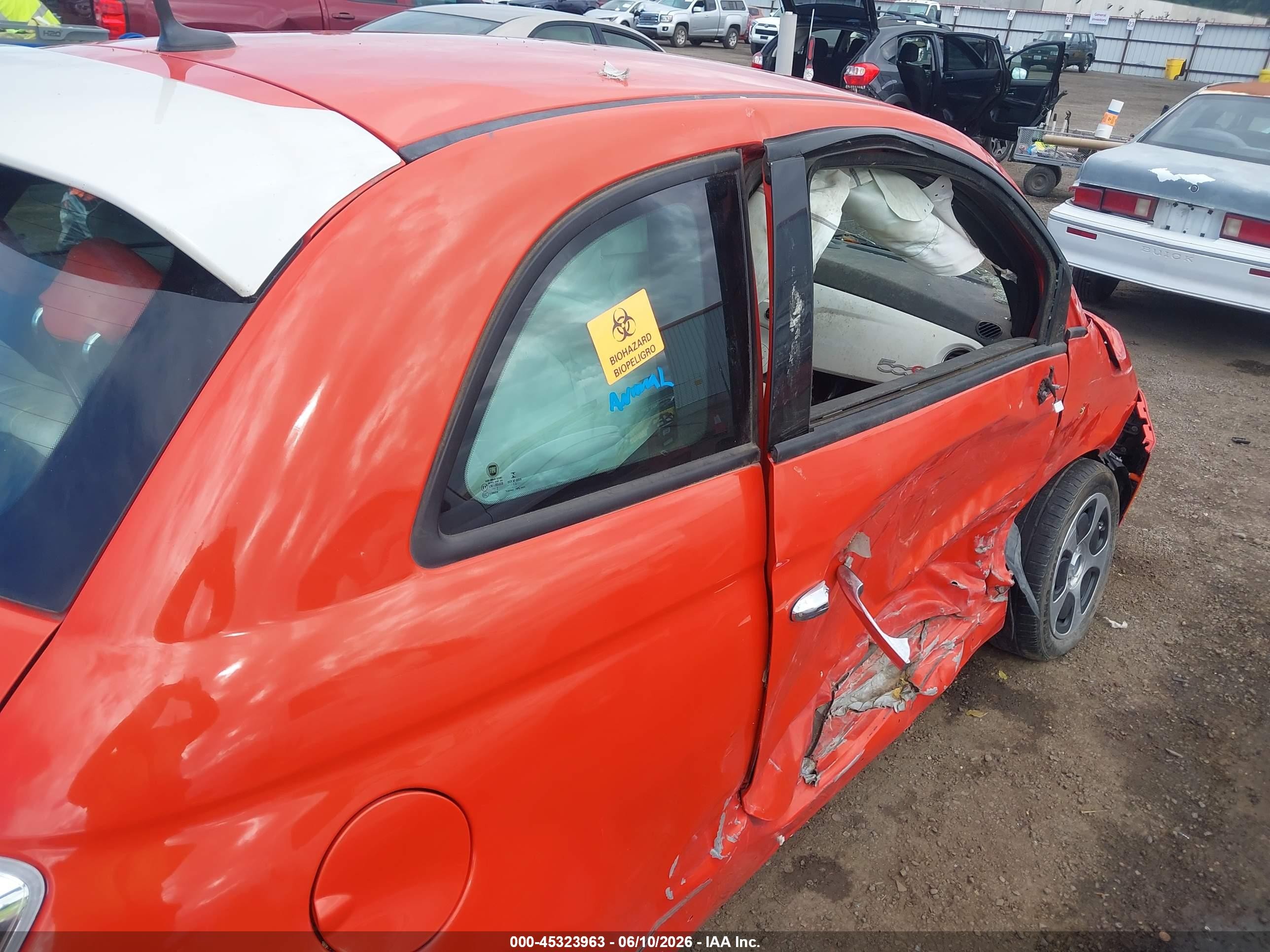 2013 Fiat 500e Battery Electric Orange vin: 3C3CFFGE2DT604601