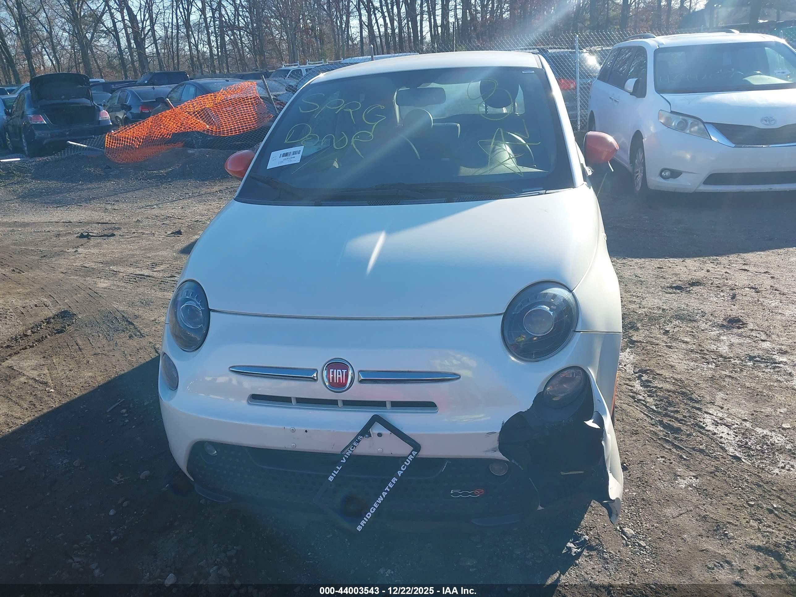 2015 Fiat 500e Battery Electric White vin: 3C3CFFGE3FT732803