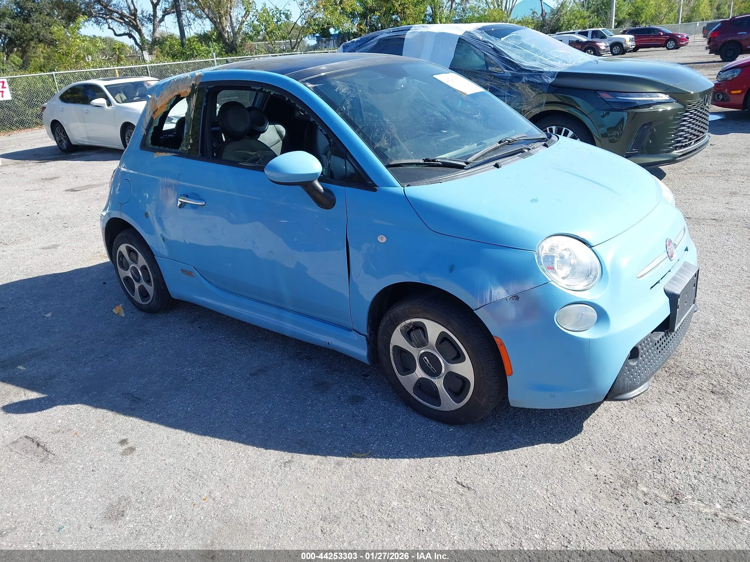 2015 Fiat 500e Battery Electric Light Blue vin: 3C3CFFGE5FT555459