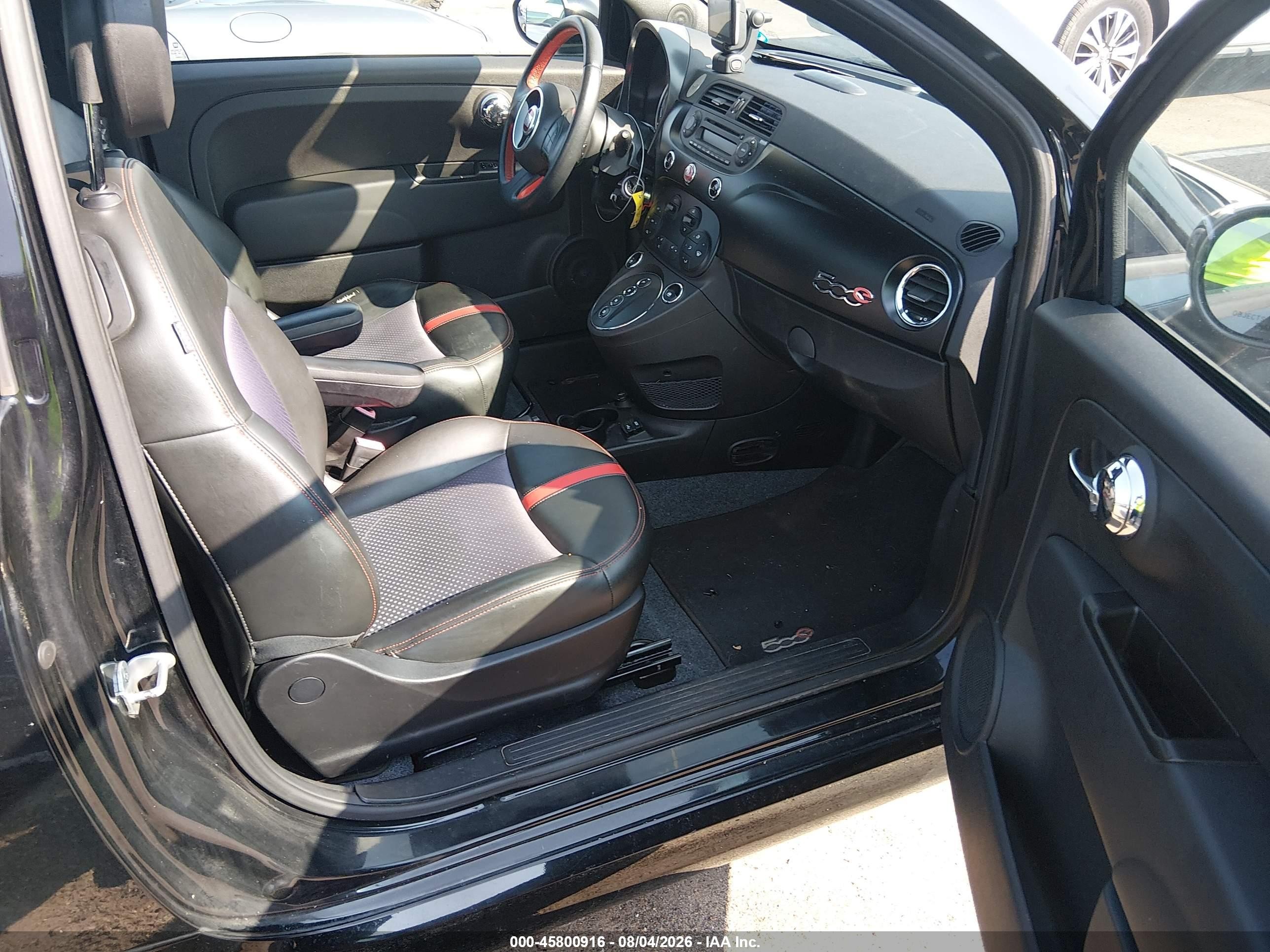 2015 Fiat 500e Battery Electric Black vin: 3C3CFFGE5FT709619
