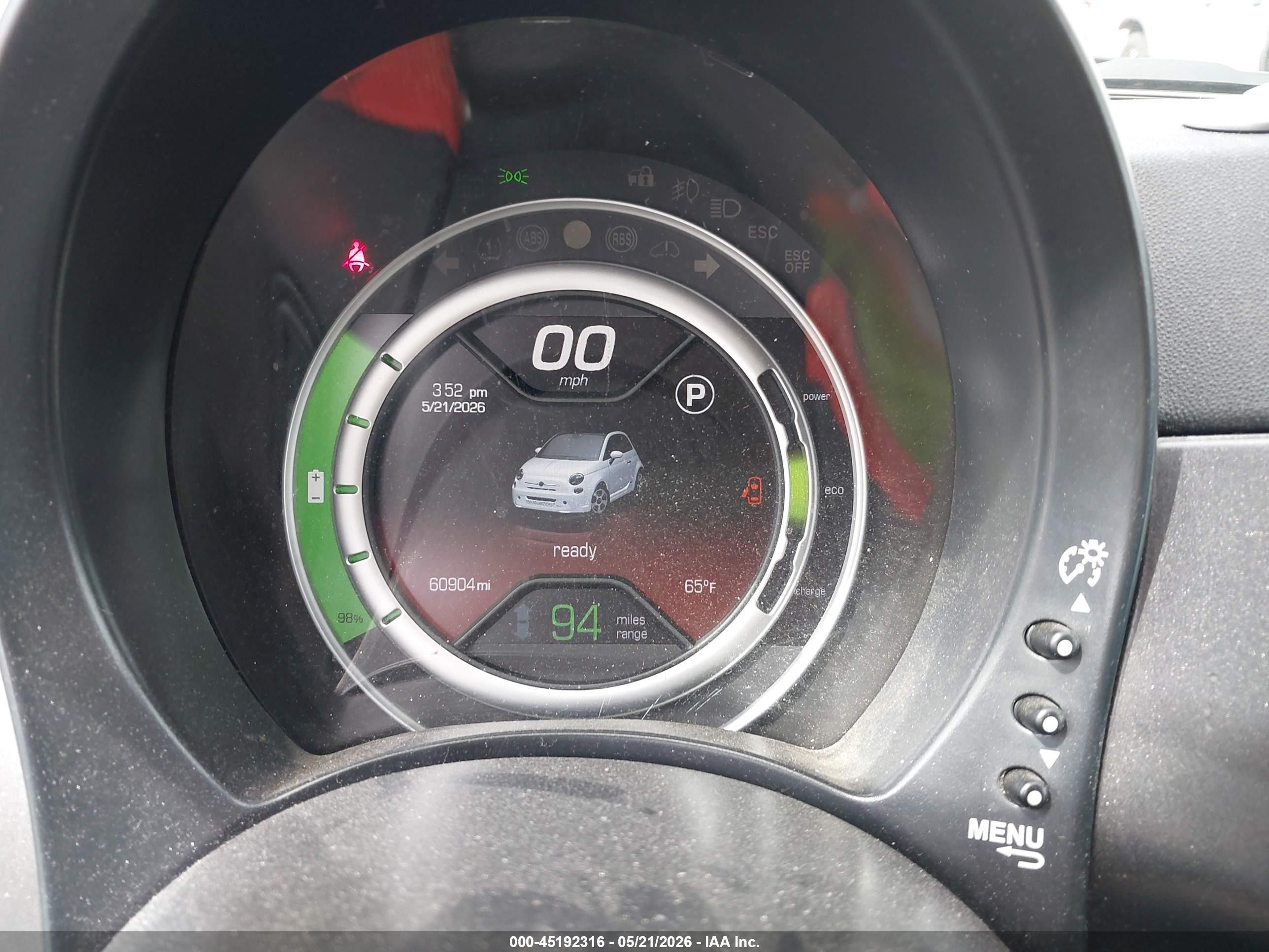 2015 Fiat 500e Battery Electric Gray vin: 3C3CFFGE6FT732861