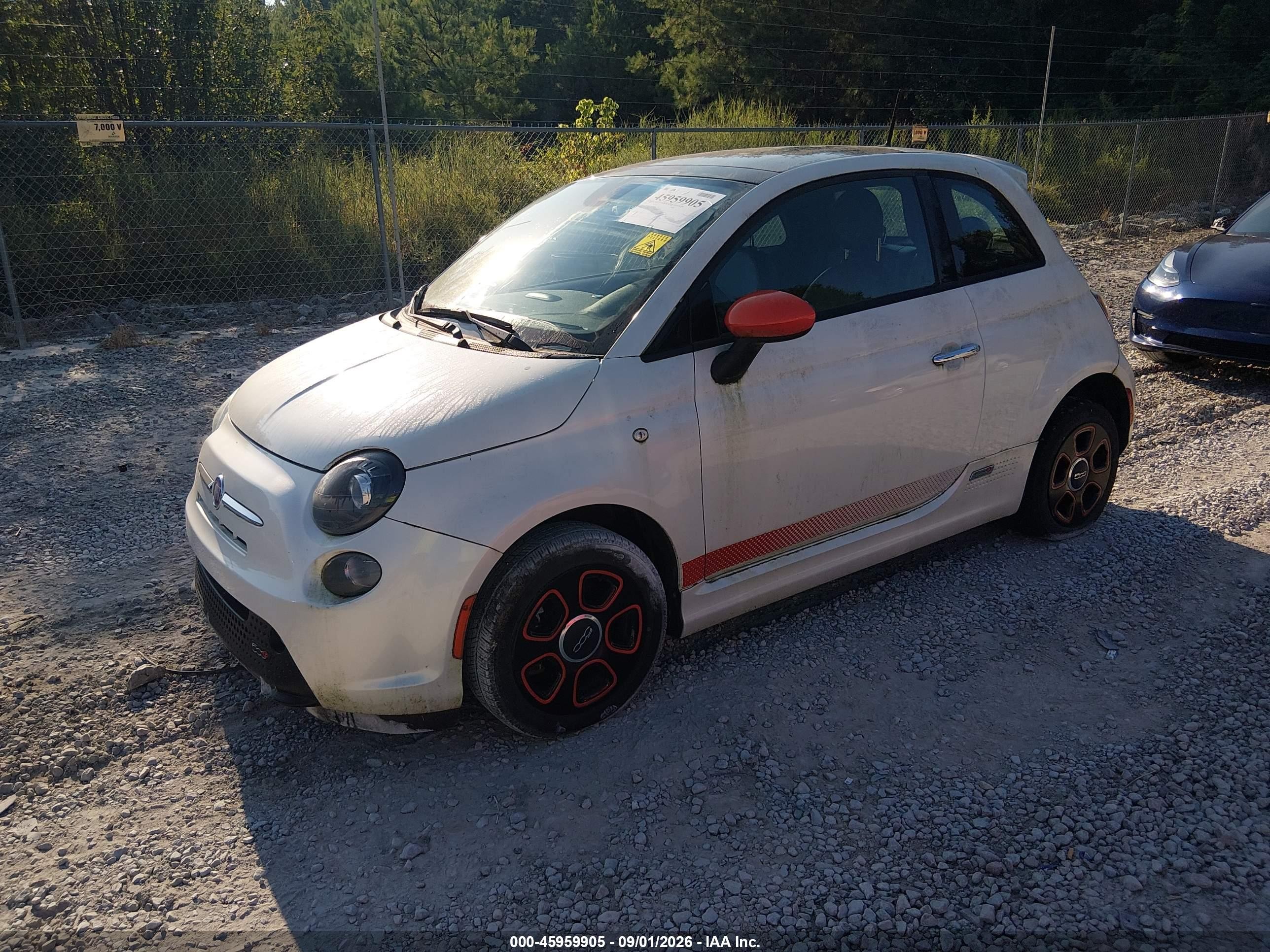 2013 Fiat 500e Battery Electric White vin: 3C3CFFGE7DT745969