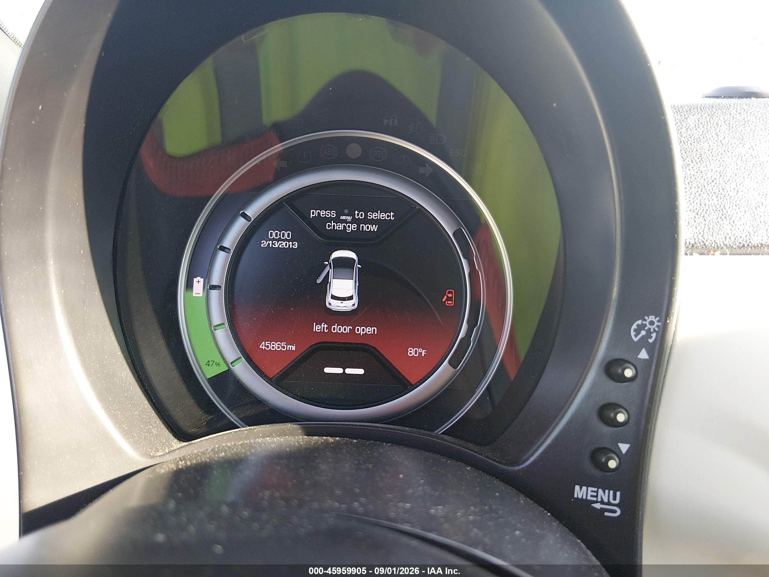 2013 Fiat 500e Battery Electric White vin: 3C3CFFGE7DT745969