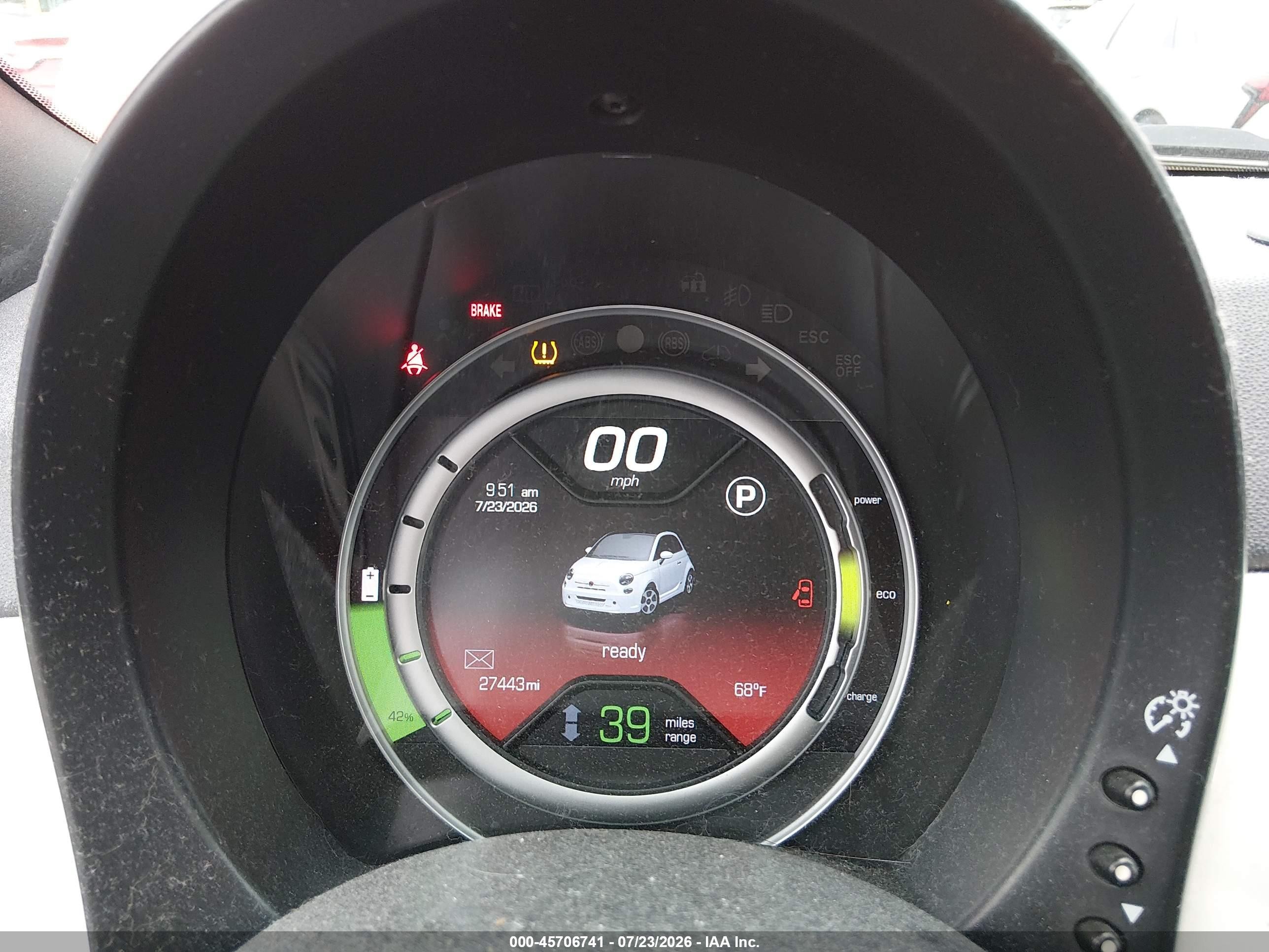 2015 Fiat 500e Battery Electric Orange vin: 3C3CFFGE9FT503266