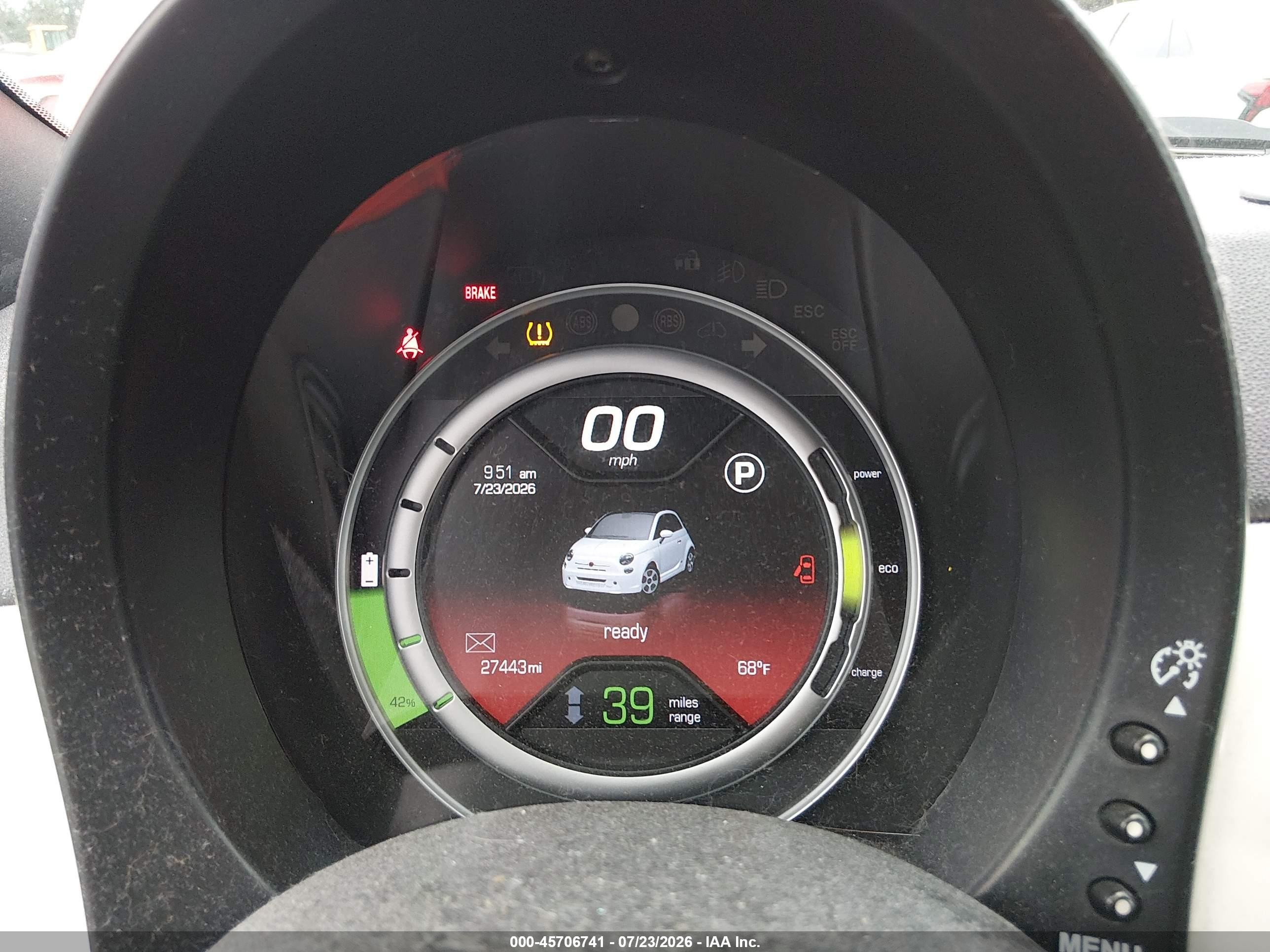 2015 Fiat 500e Battery Electric Orange vin: 3C3CFFGE9FT503266