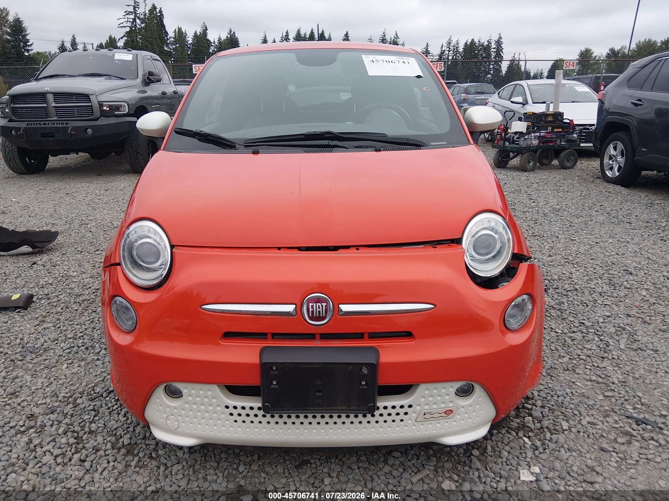 2015 Fiat 500e Battery Electric Orange vin: 3C3CFFGE9FT503266