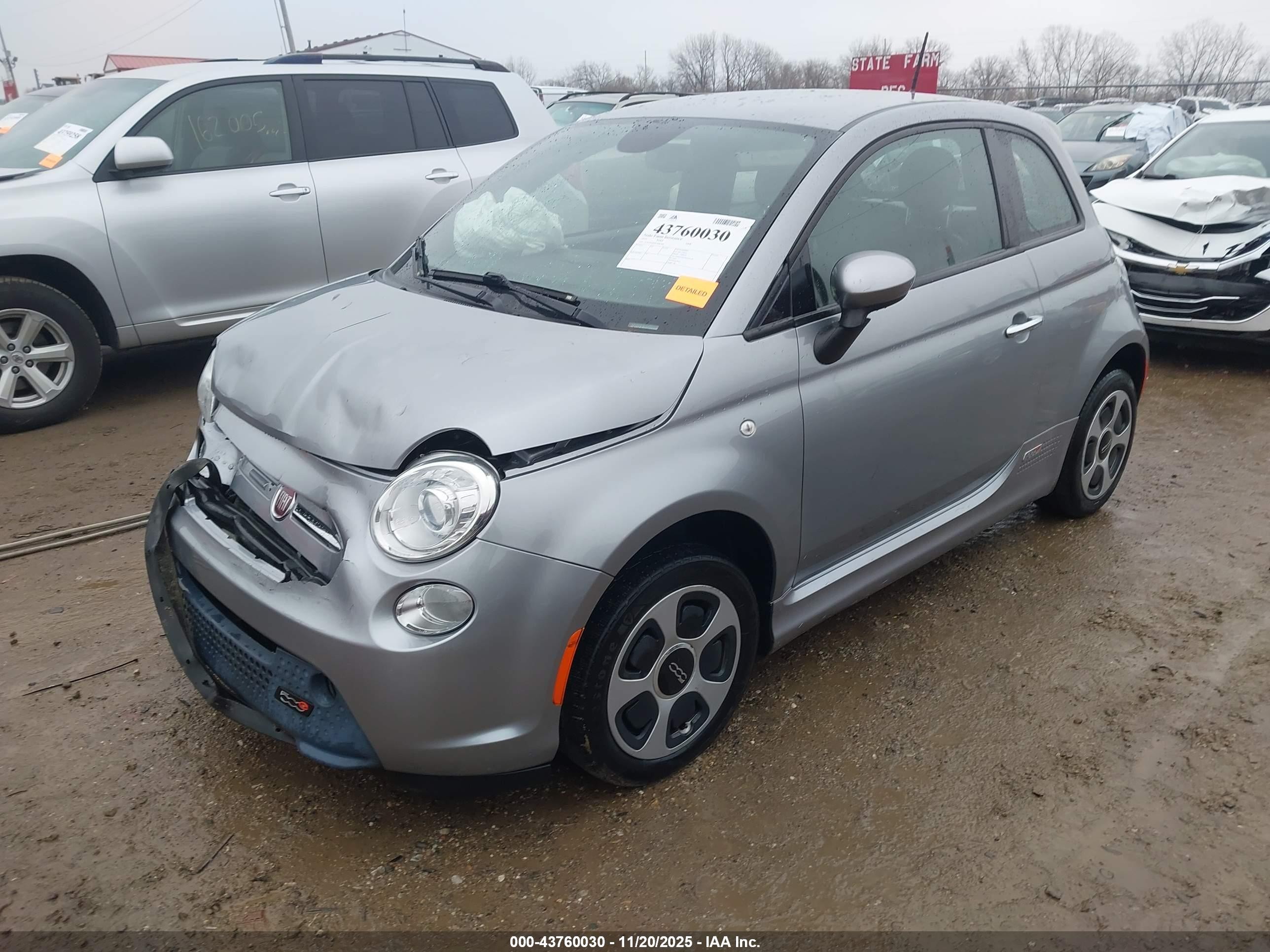 2015 Fiat 500e Battery Electric Silver vin: 3C3CFFGE9FT685390