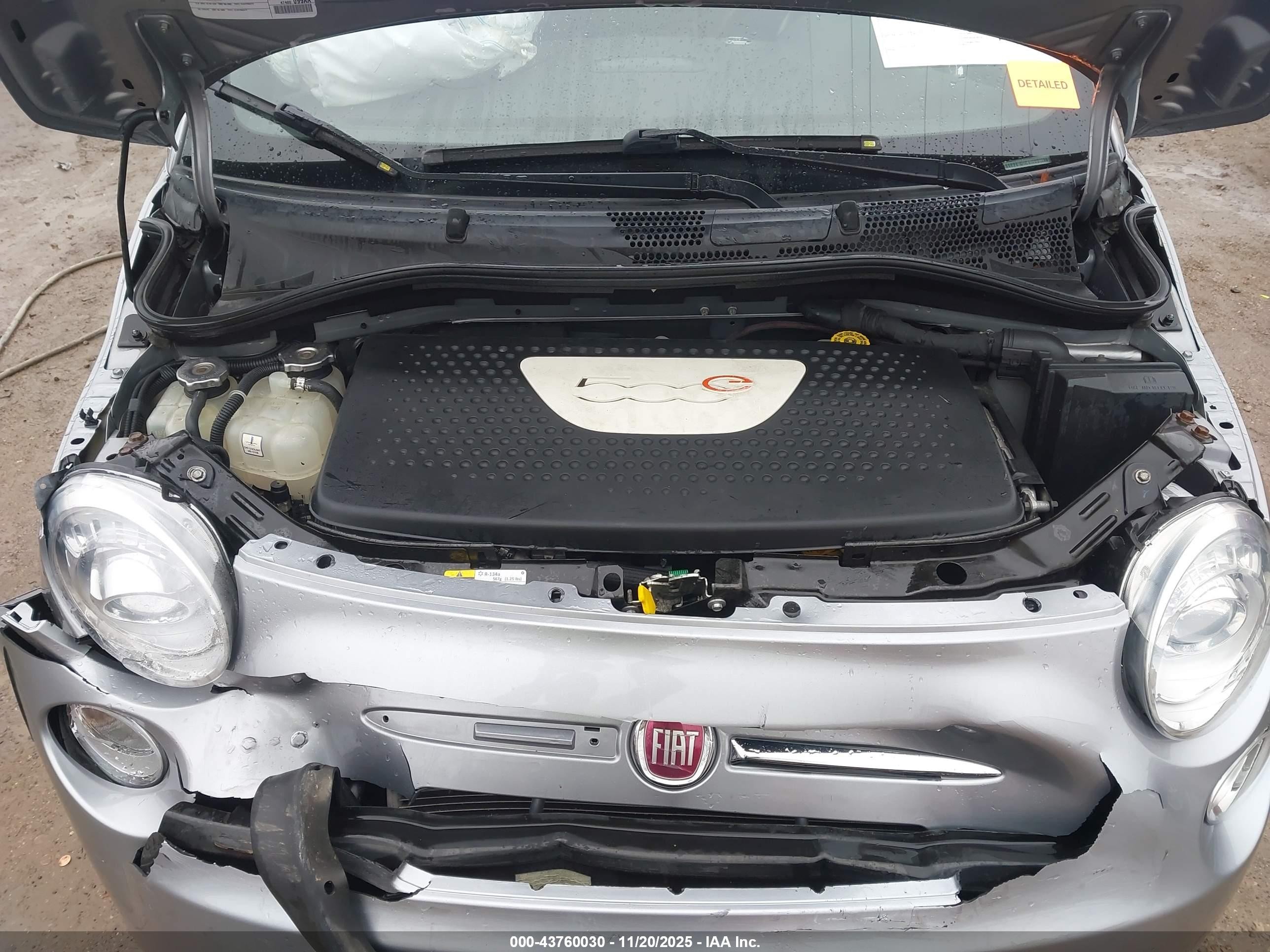 2015 Fiat 500e Battery Electric Silver vin: 3C3CFFGE9FT685390