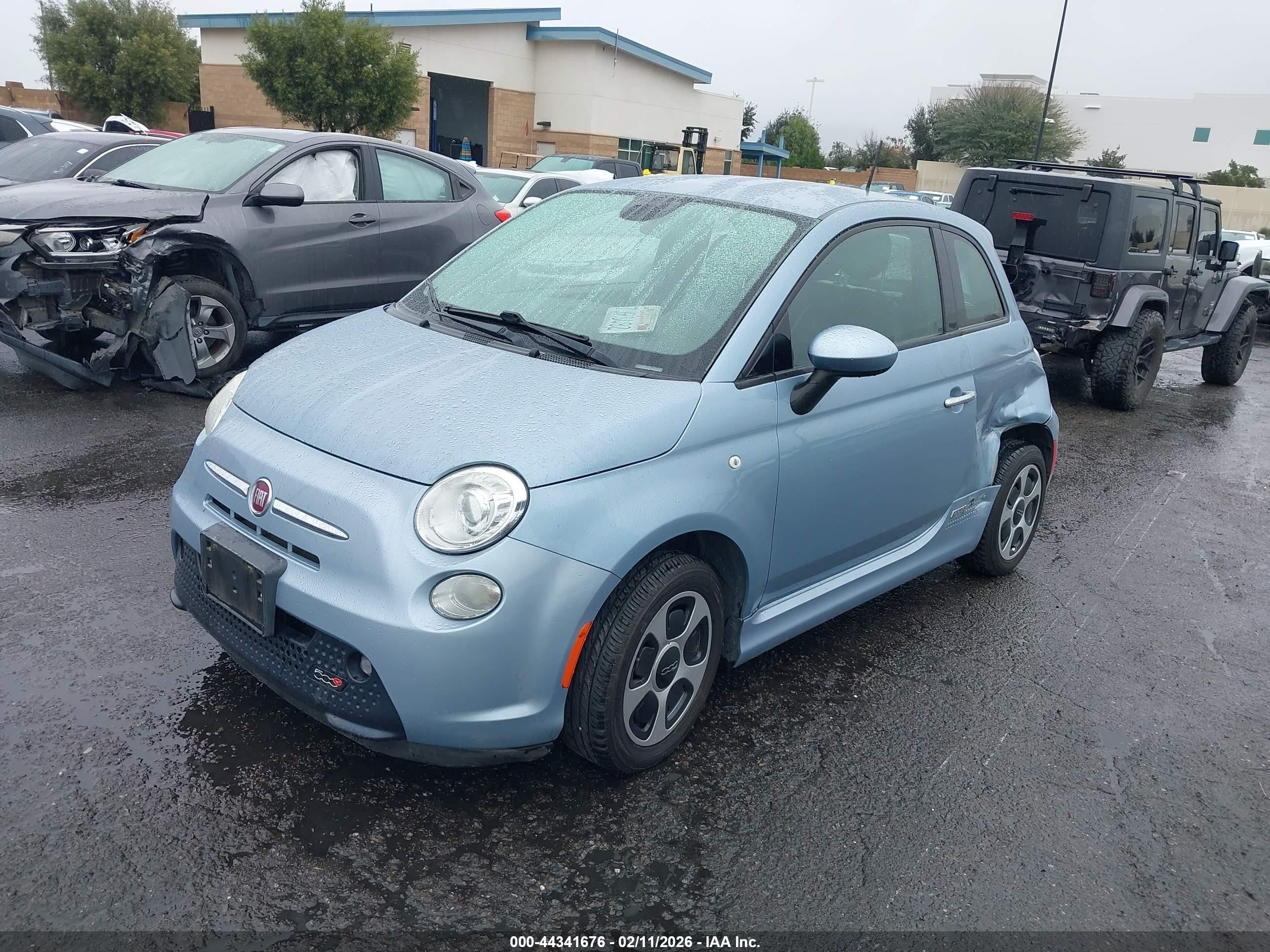 2015 Fiat 500e Battery Electric Light Blue vin: 3C3CFFGEXFT594046
