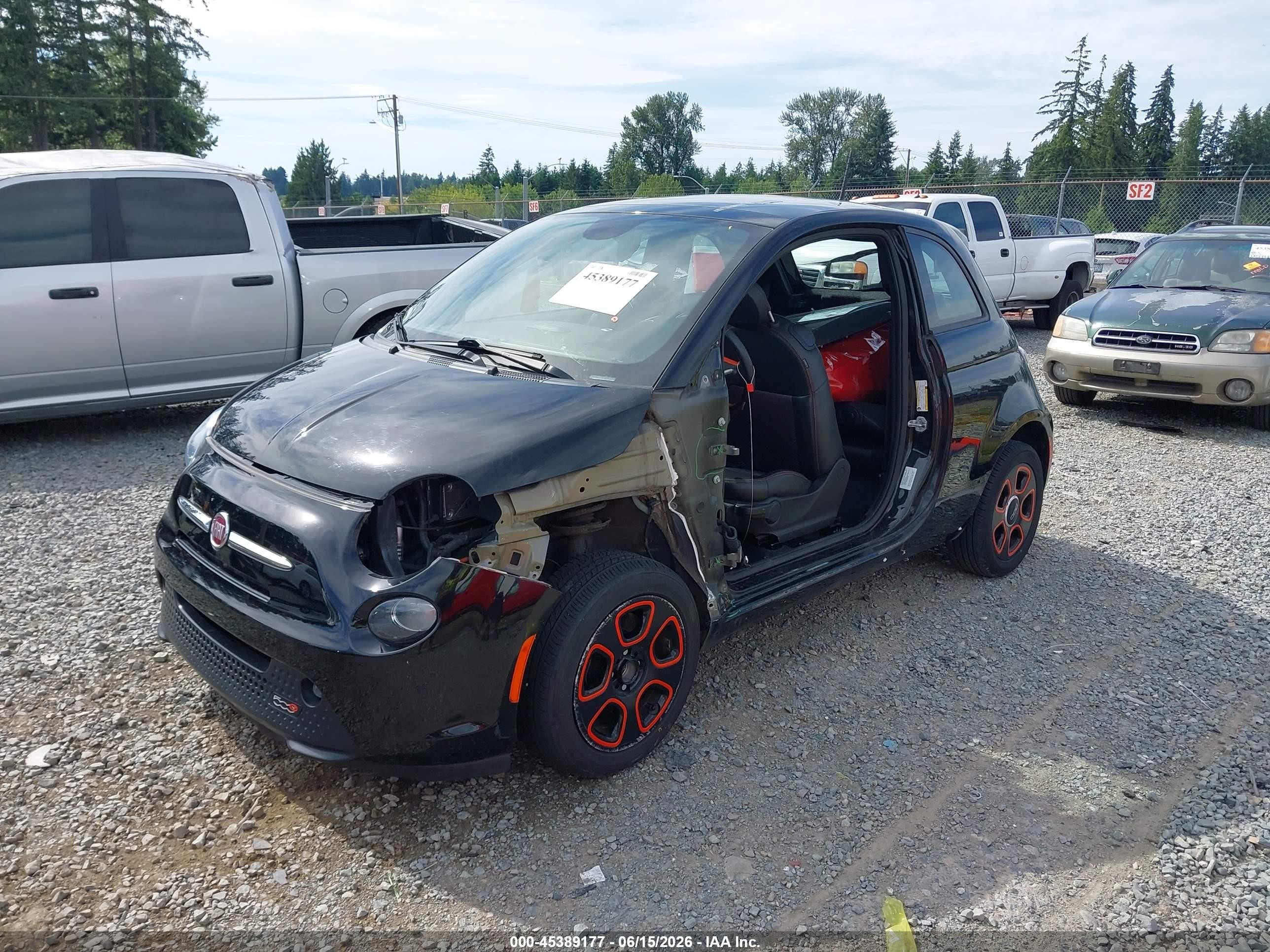2015 Fiat 500e Battery Electric Black vin: 3C3CFFGEXFT623271