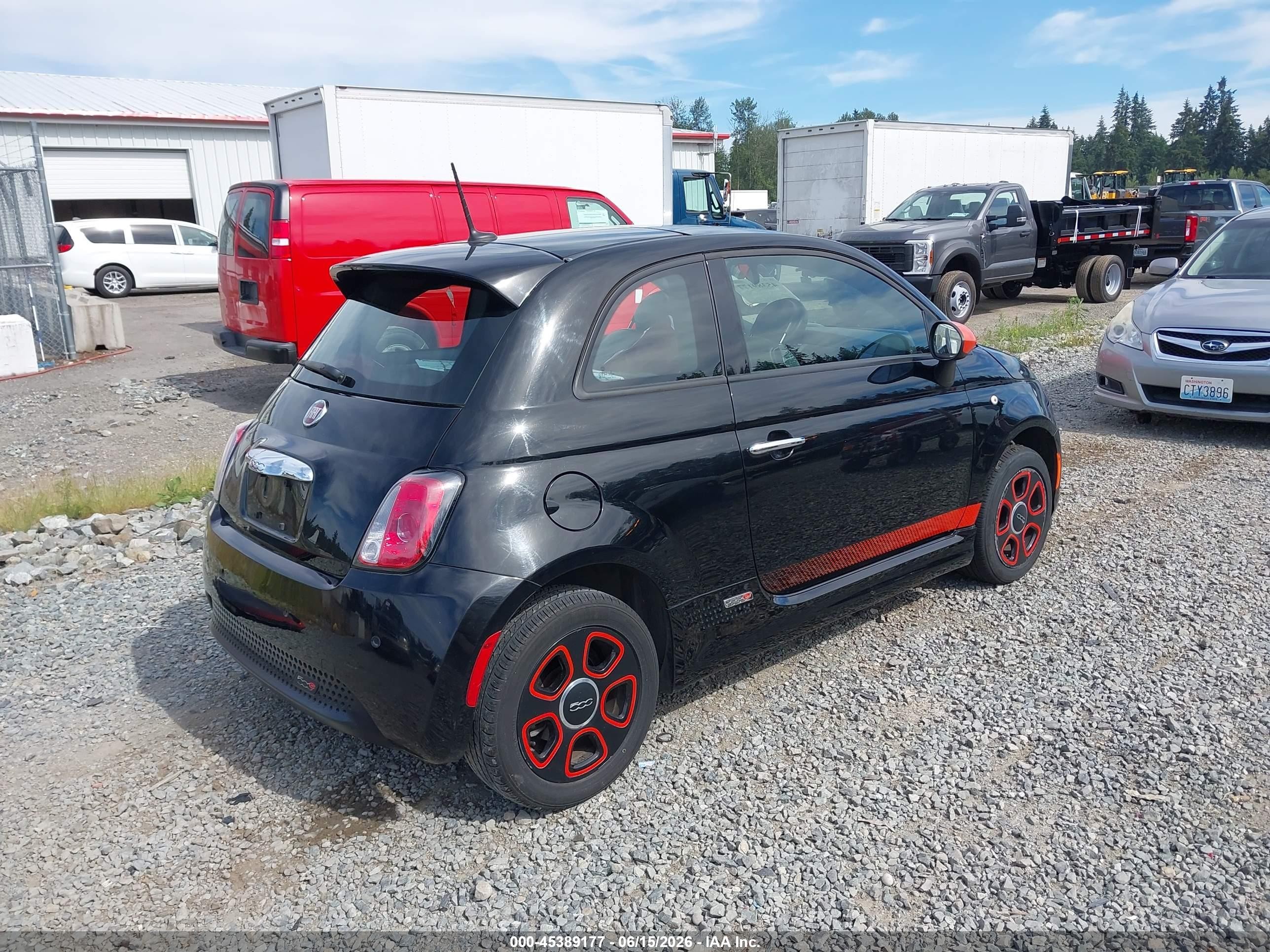 2015 Fiat 500e Battery Electric Black vin: 3C3CFFGEXFT623271
